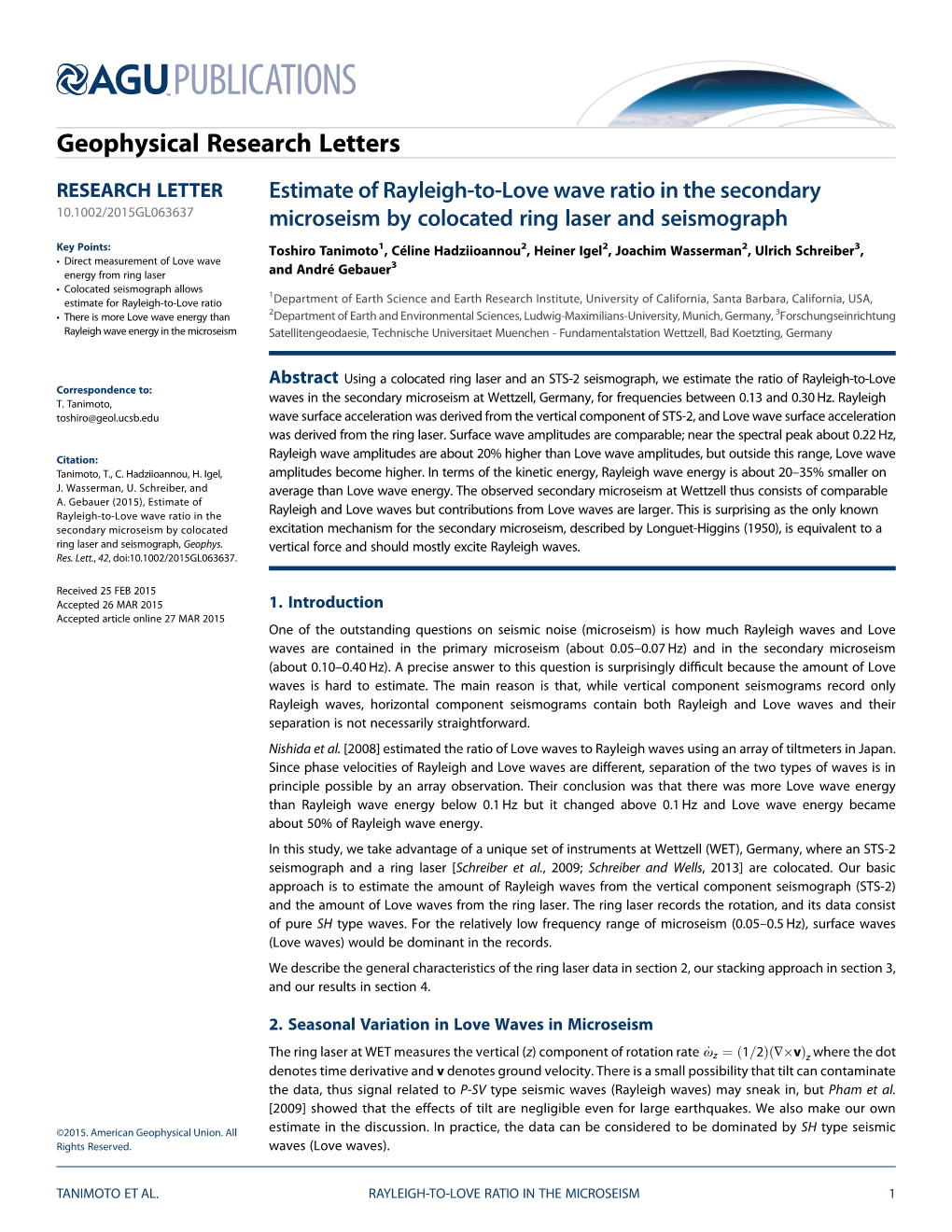 Estimate of Rayleigh-To-Love Wave Ratio in the Secondary Microseism by Colocated Ring Laser and Seismograph