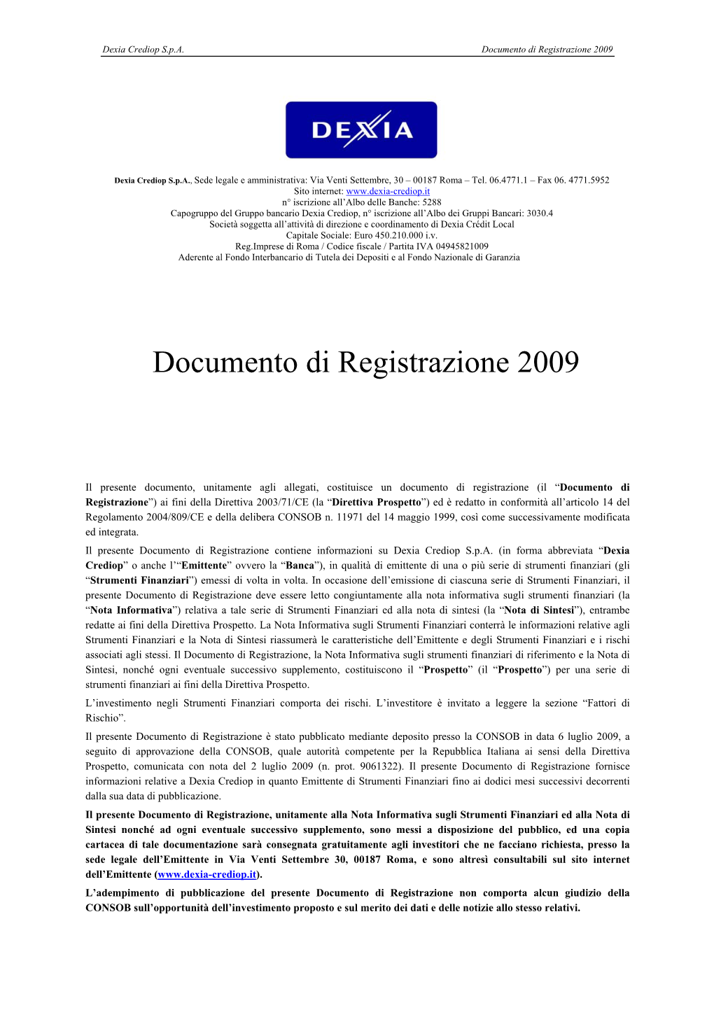 Documento Di Registrazione 2007