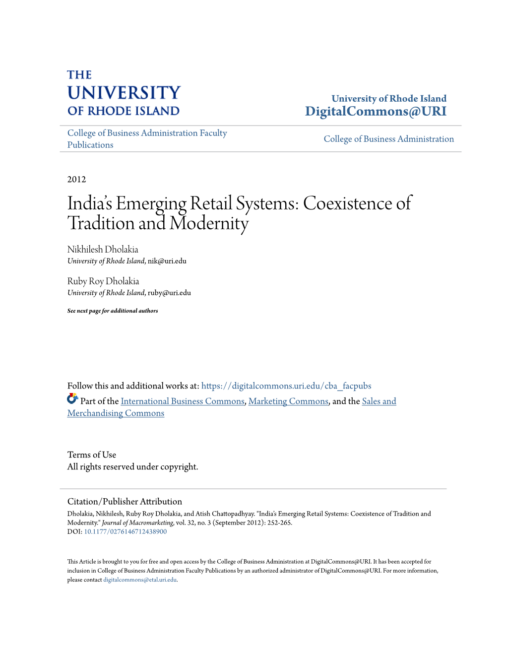 India's Emerging Retail Systems: Coexistence of Tradition And