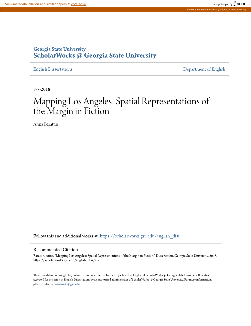 Spatial Representations of the Margin in Fiction Anna Barattin