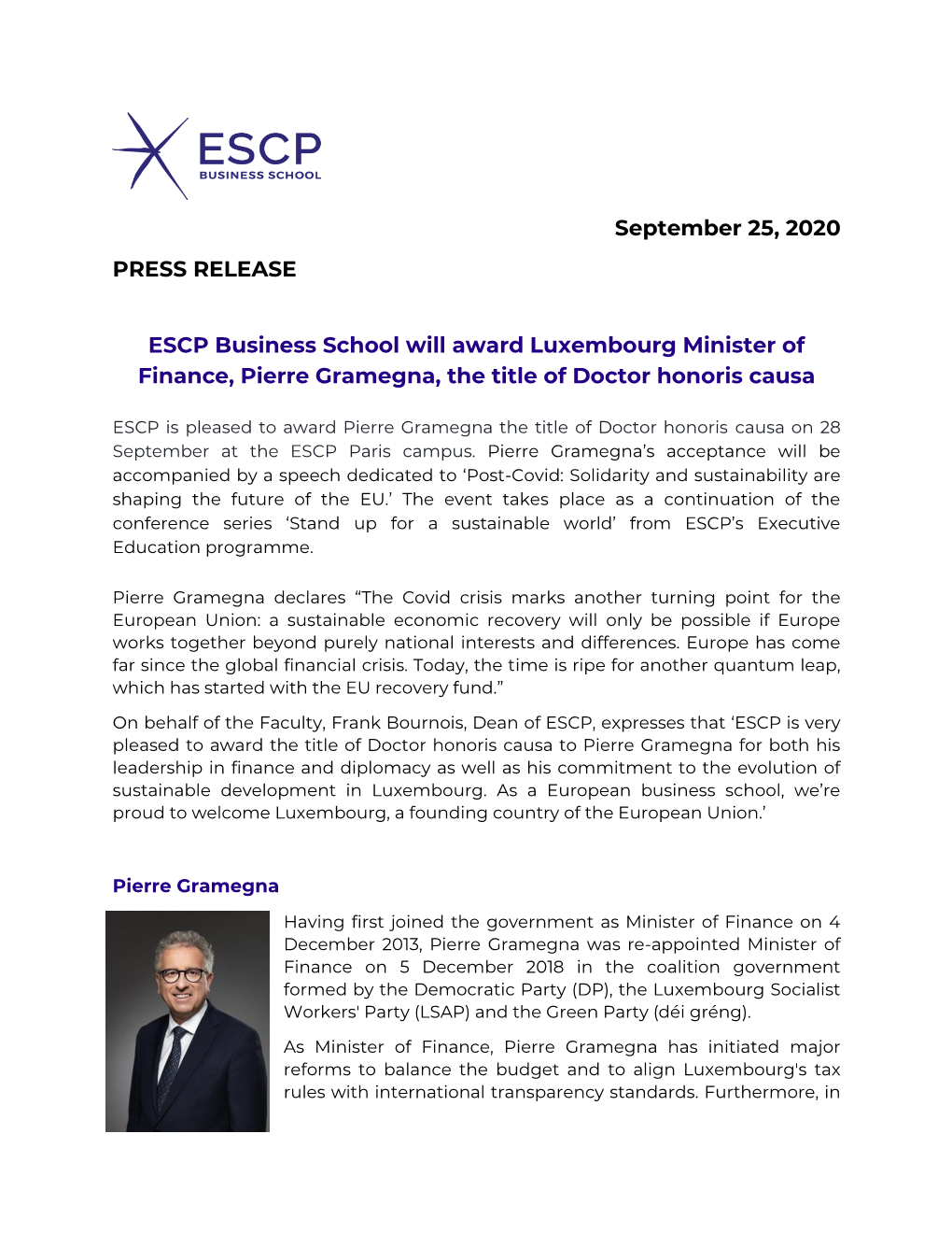 ESCP Honoris Causa Pierre Gramegna (LU).Pdf