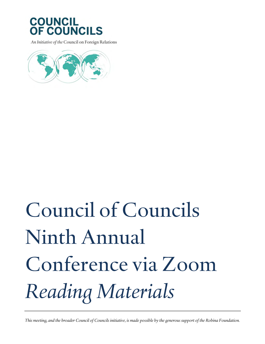 Council of Councils Ninth Annual Conference Via Zoom Reading Materials