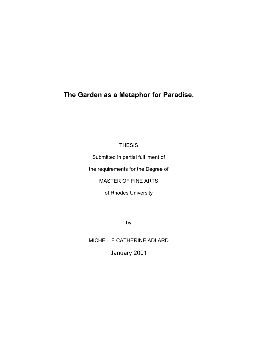 The Garden As a Metaphor for Paradise