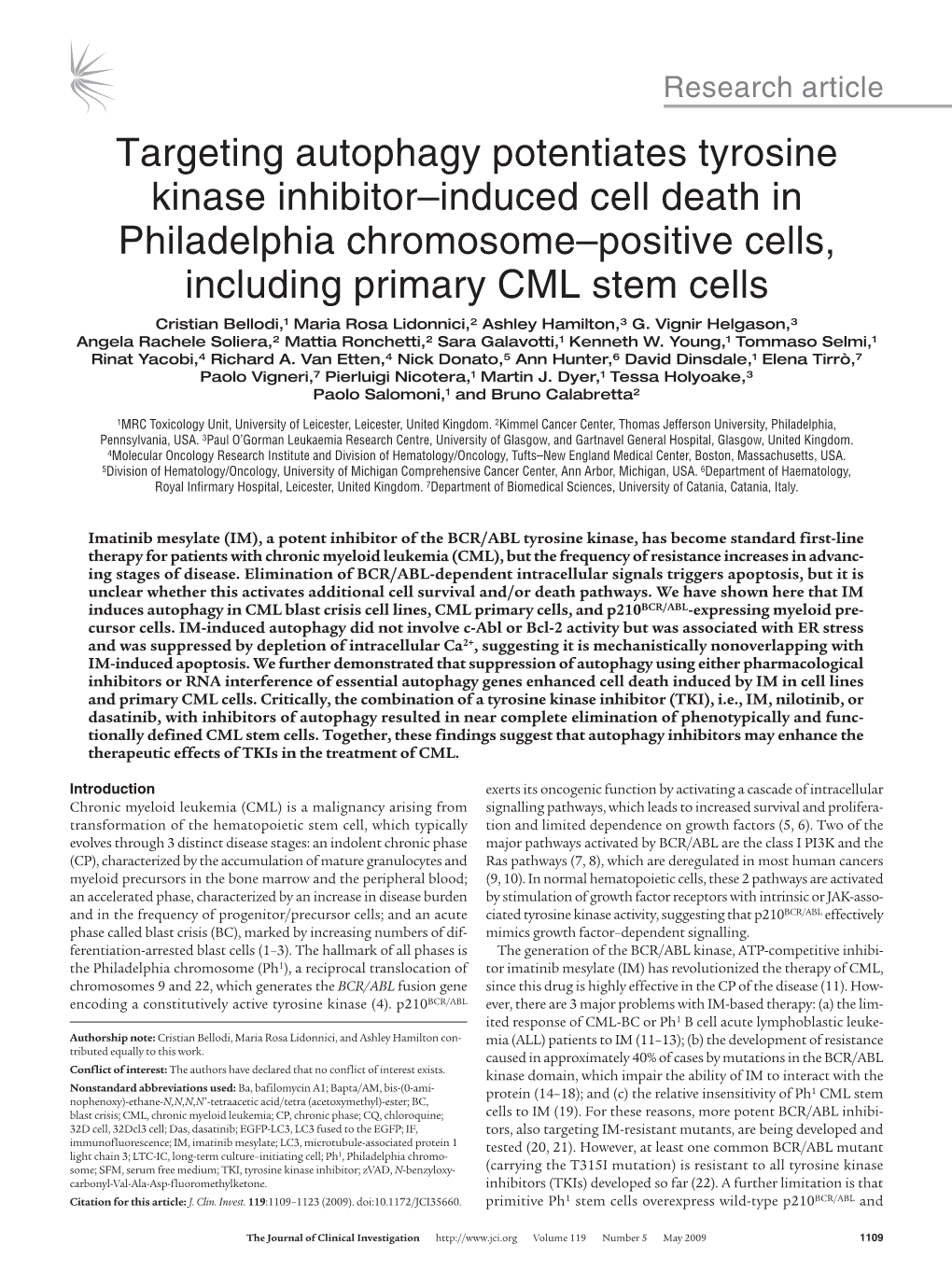 Targeting Autophagy Potentiates Tyrosine Kinase Inhibitor–Induced