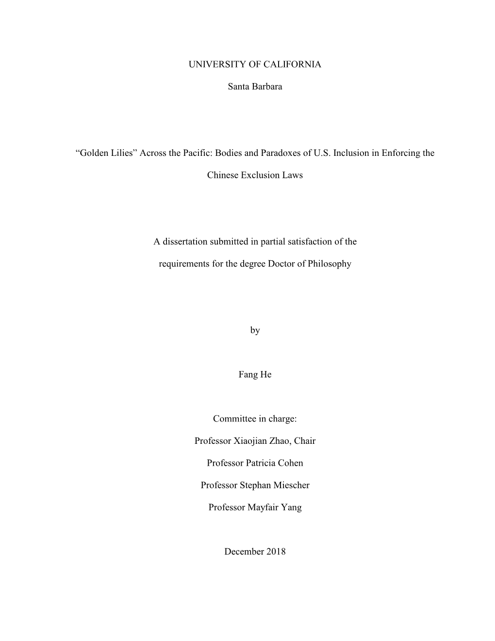 UC Santa Barbara Dissertation Template