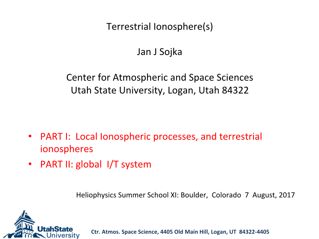 Terrestrial Ionosphere(S)