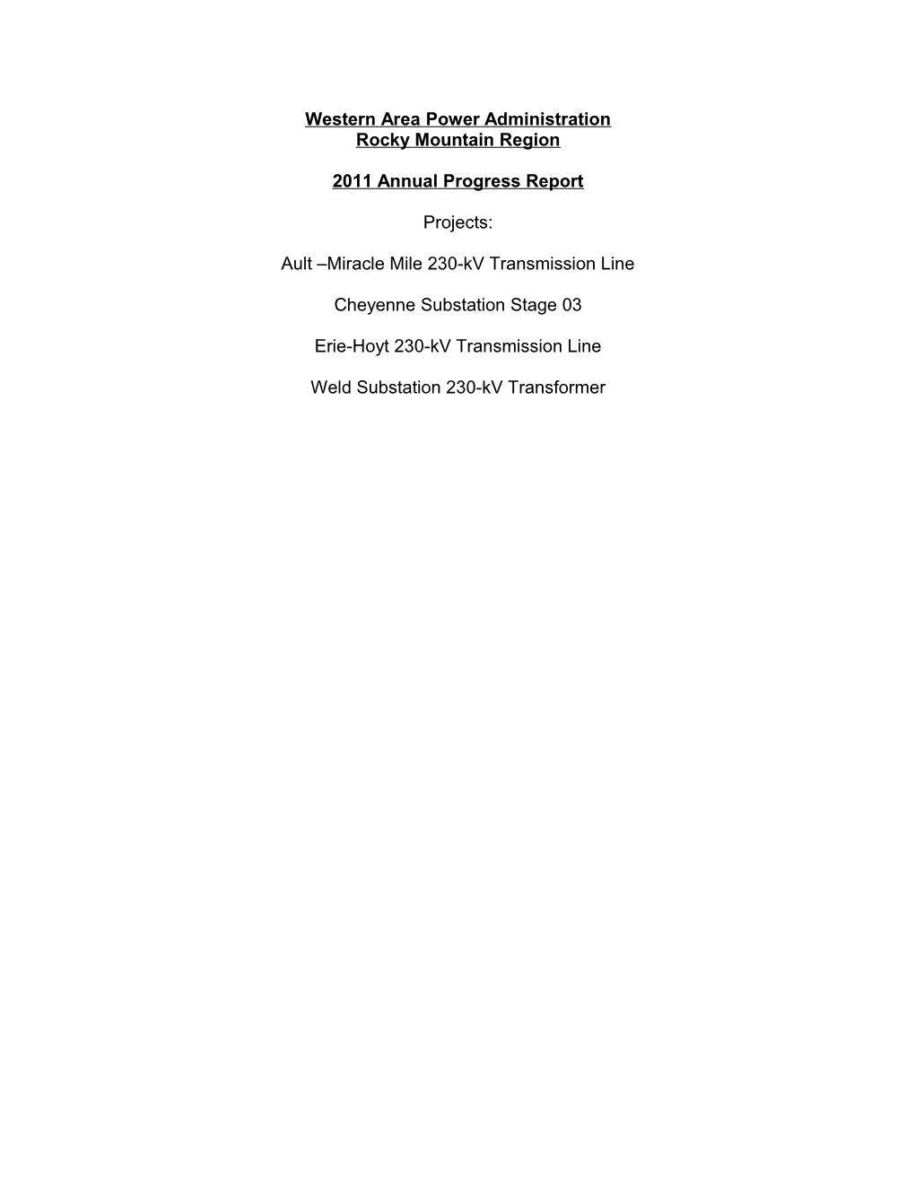 2011 WAPA Annual Progress Report