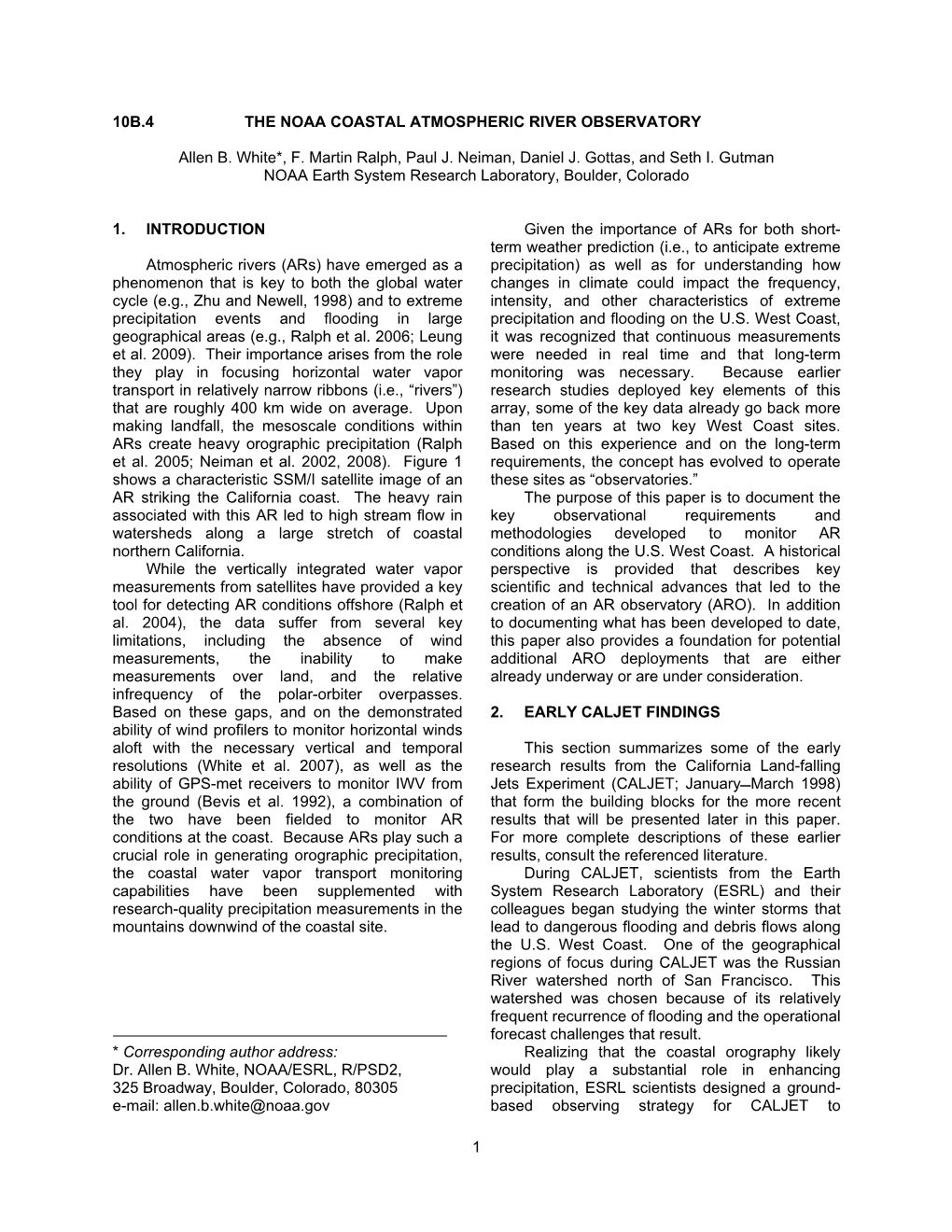 10B.4 the Noaa Coastal Atmospheric River Observatory