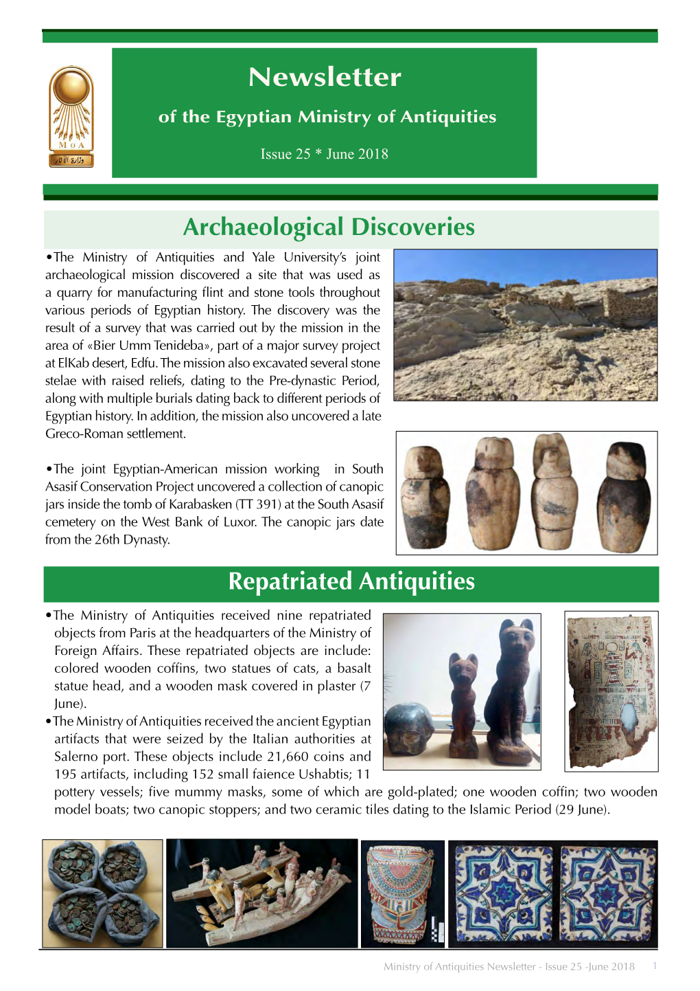 Newsletter Egyptian Ministry of Antiquities No. 25