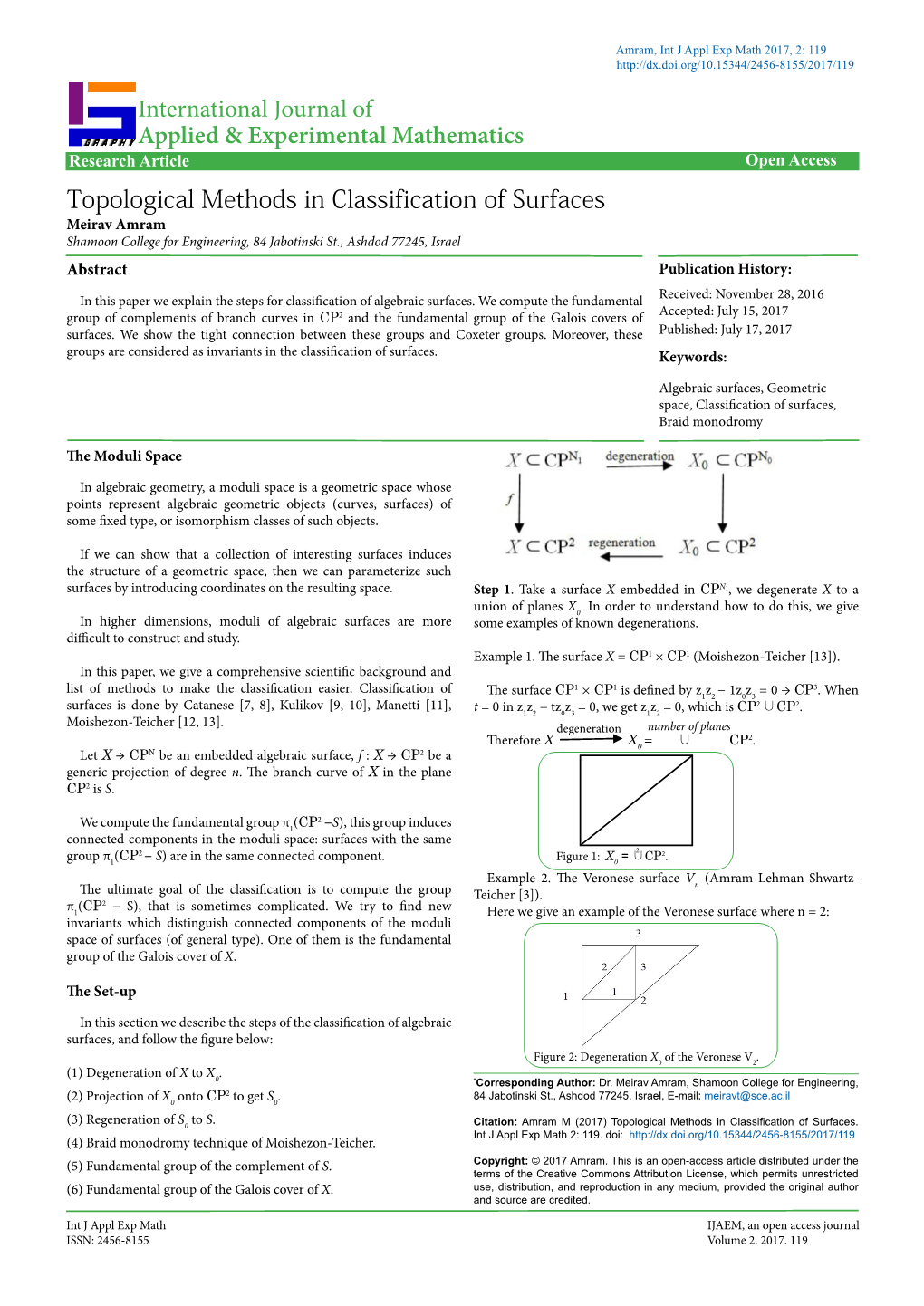 Topological Methods in Classification of Surfaces International Journal Of