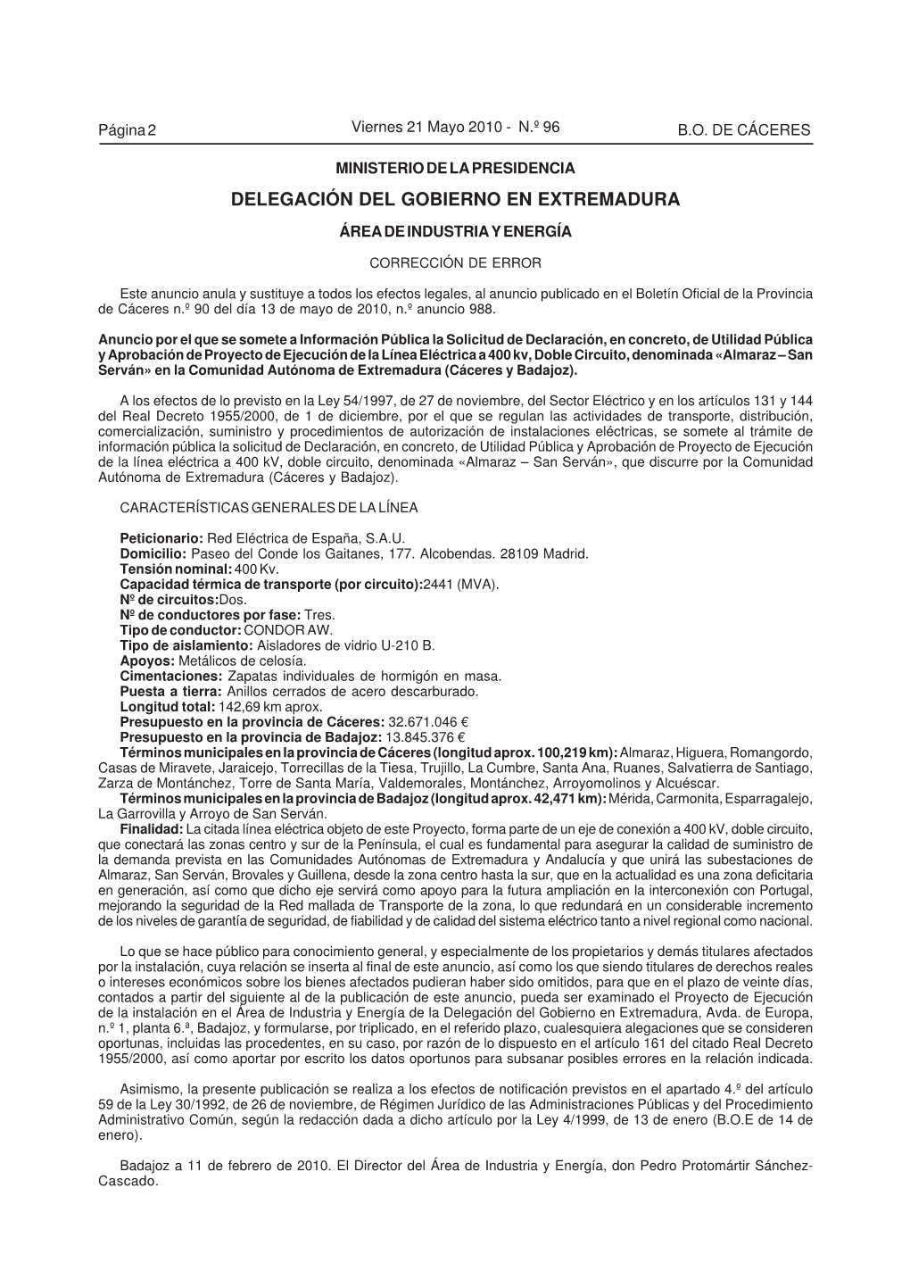 Delegación Del Gobierno En Extremadura Área De Industria Y Energía