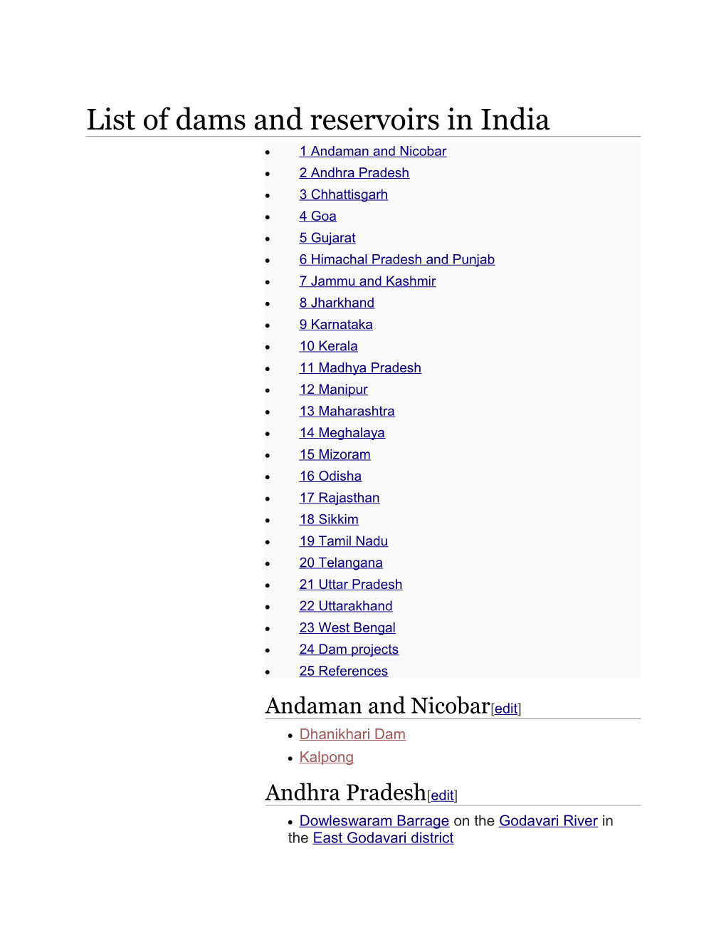 List of Dams and Reservoirs in India