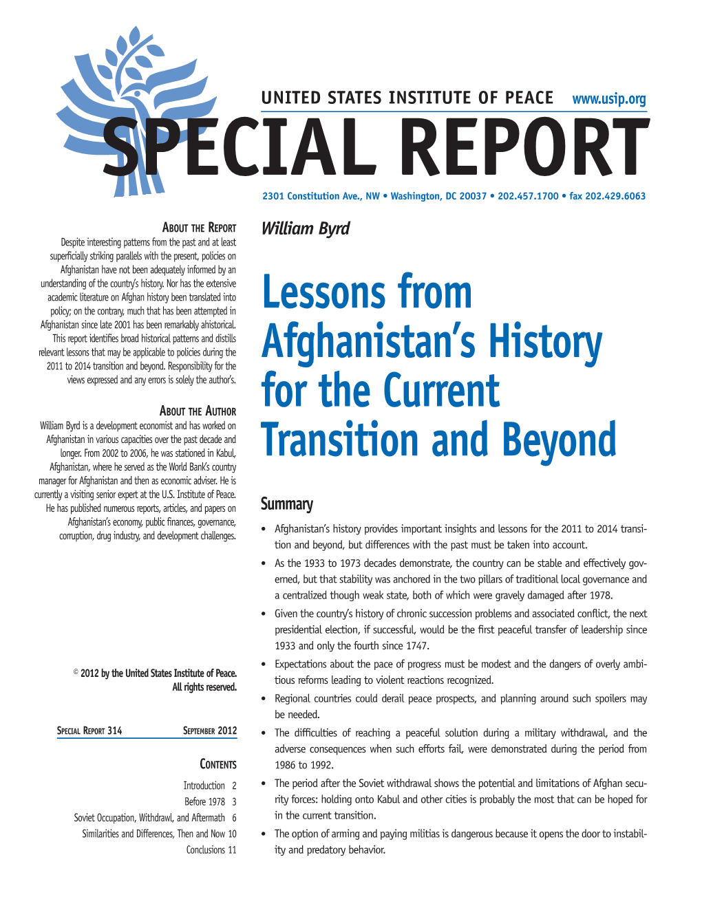 Lessons from Afghanistan's History for the Current Transition and Beyond