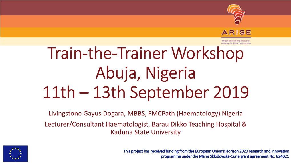 Train-The-Trainer Workshop Abuja, Nigeria 11Th – 13Th September 2019