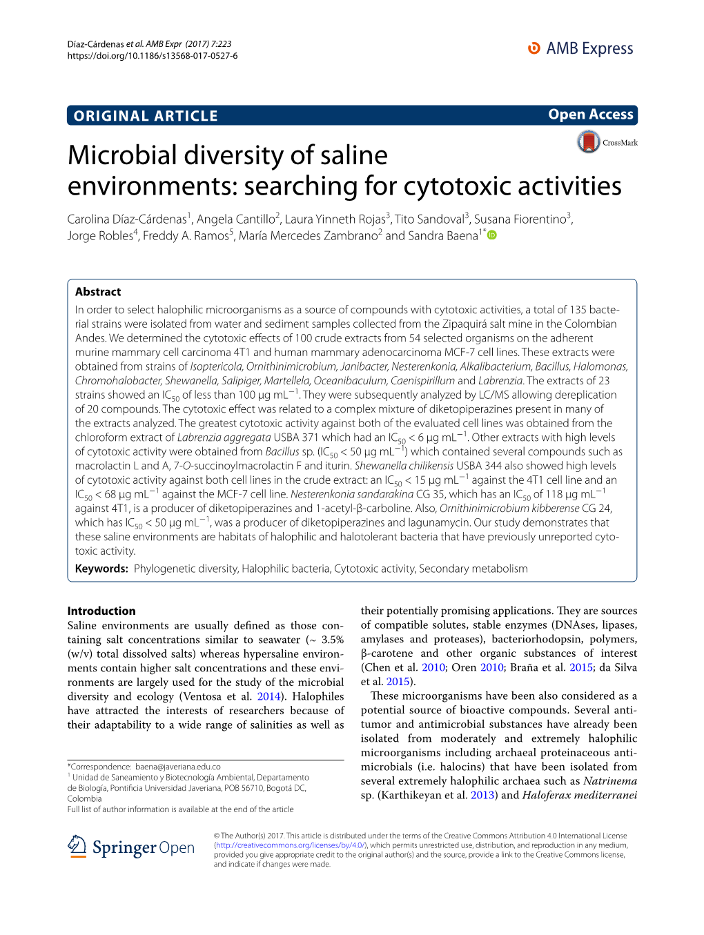 Microbial Diversity of Saline Environments
