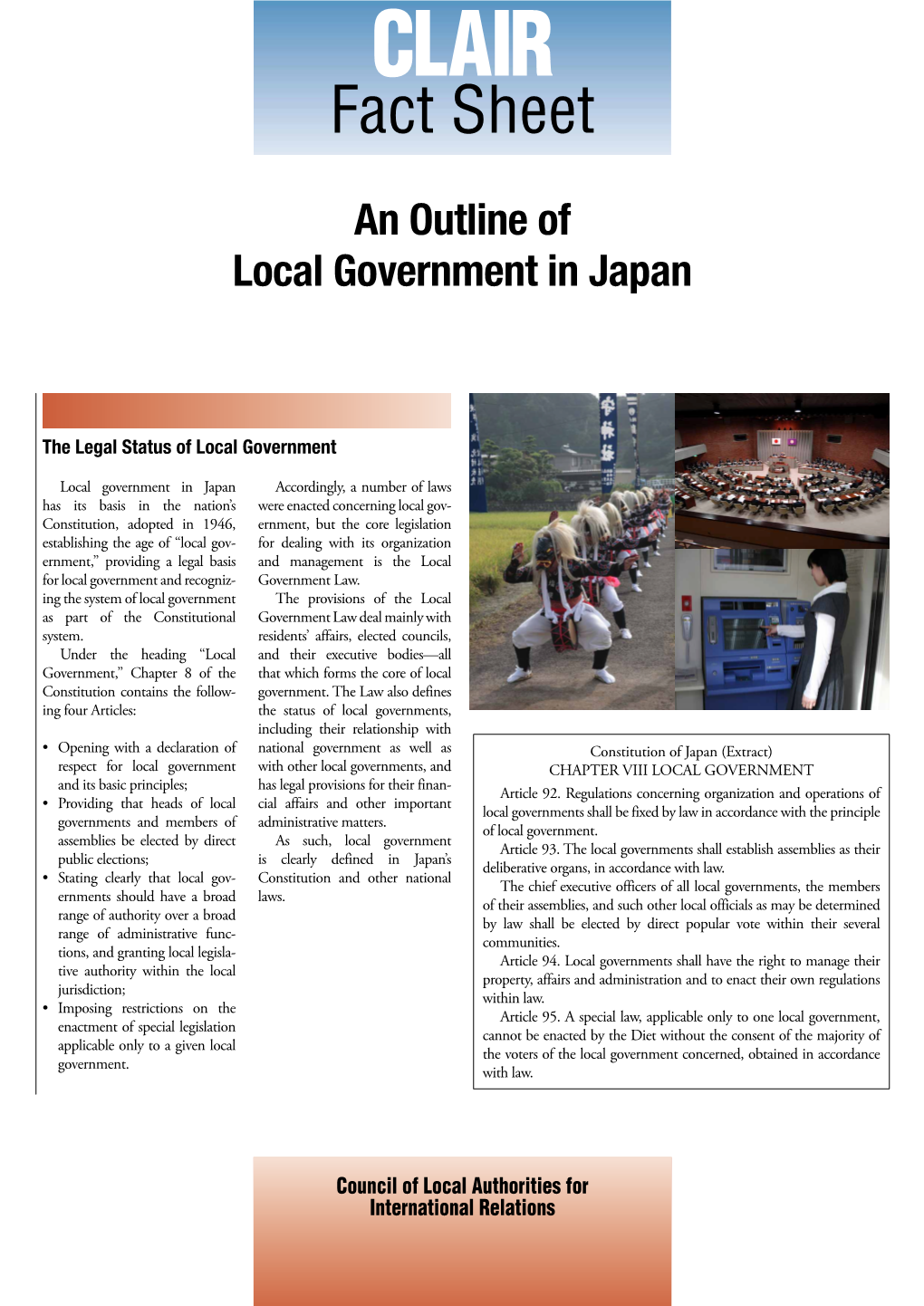 An Outline of Local Government in Japan