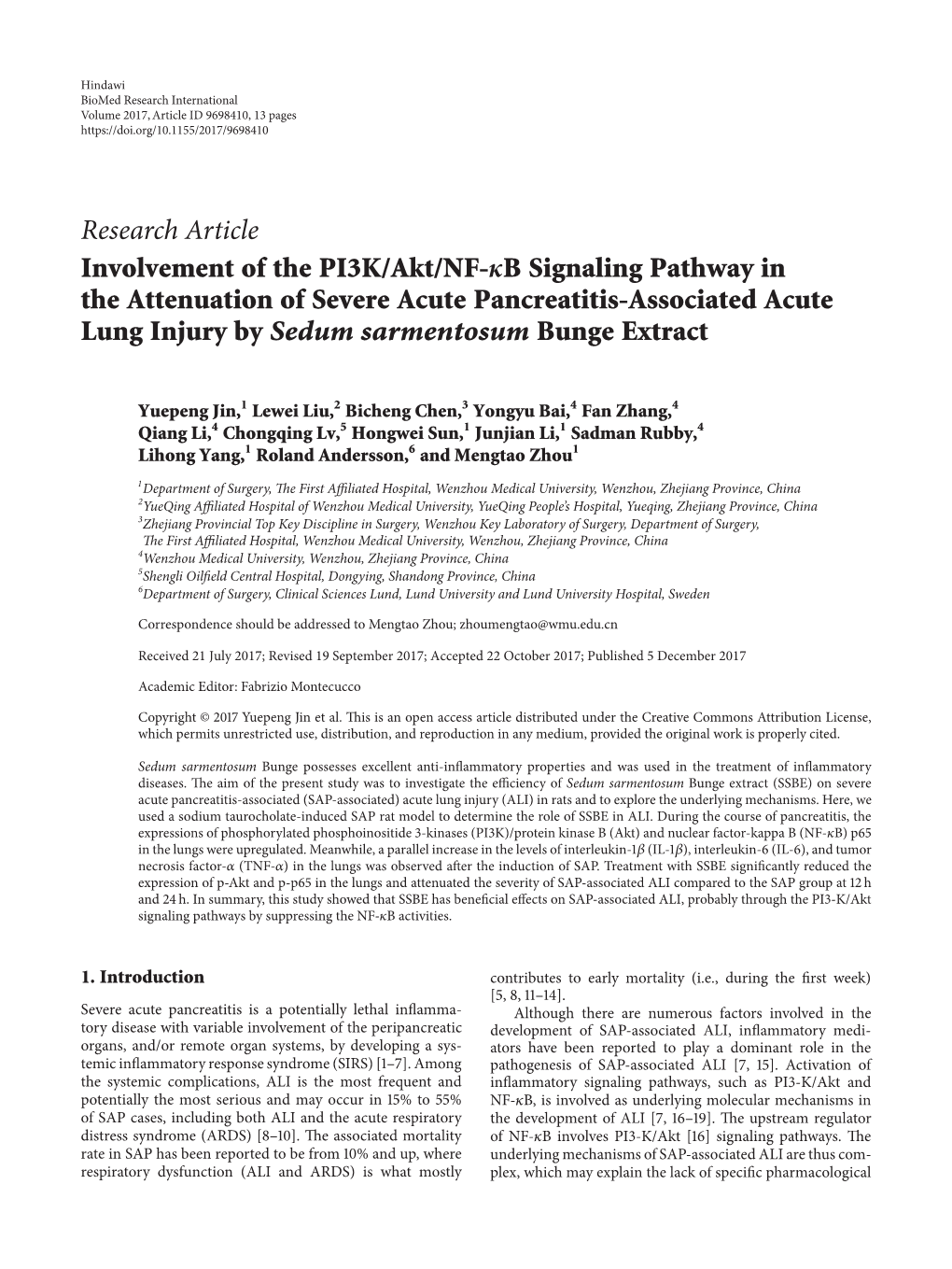 Research Article Involvement of the PI3K/Akt/NF- B