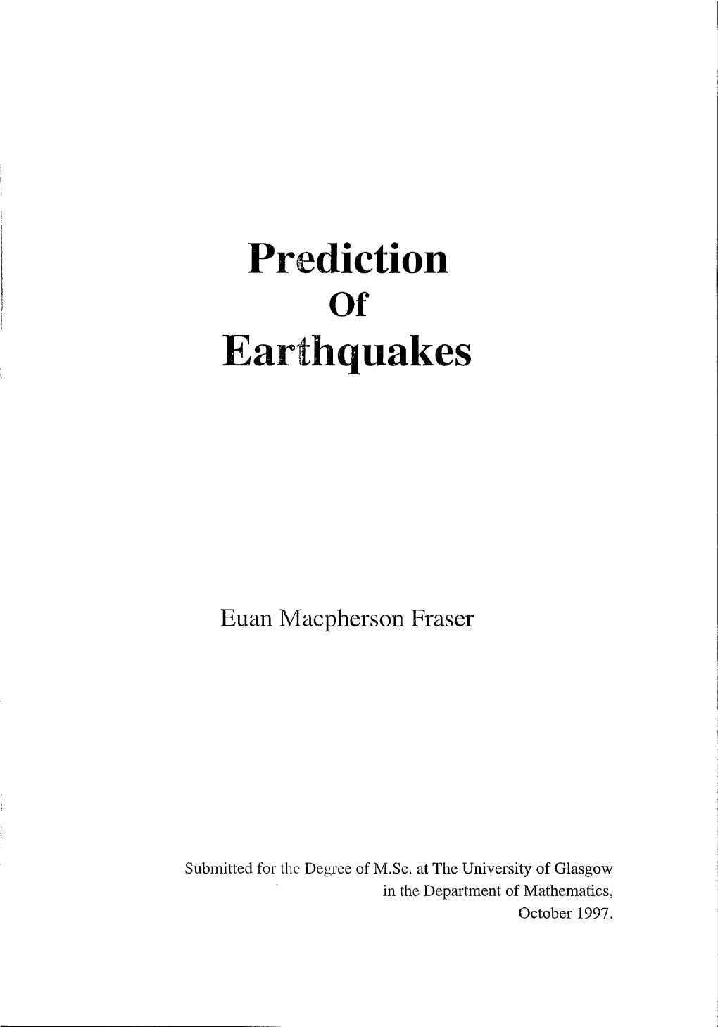 Prediction Earthquakes