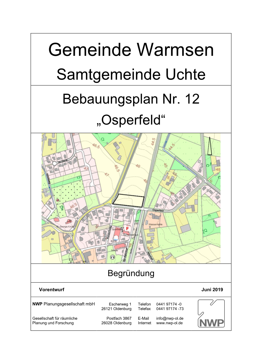 Gemeinde Warmsen Samtgemeinde Uchte Bebauungsplan Nr