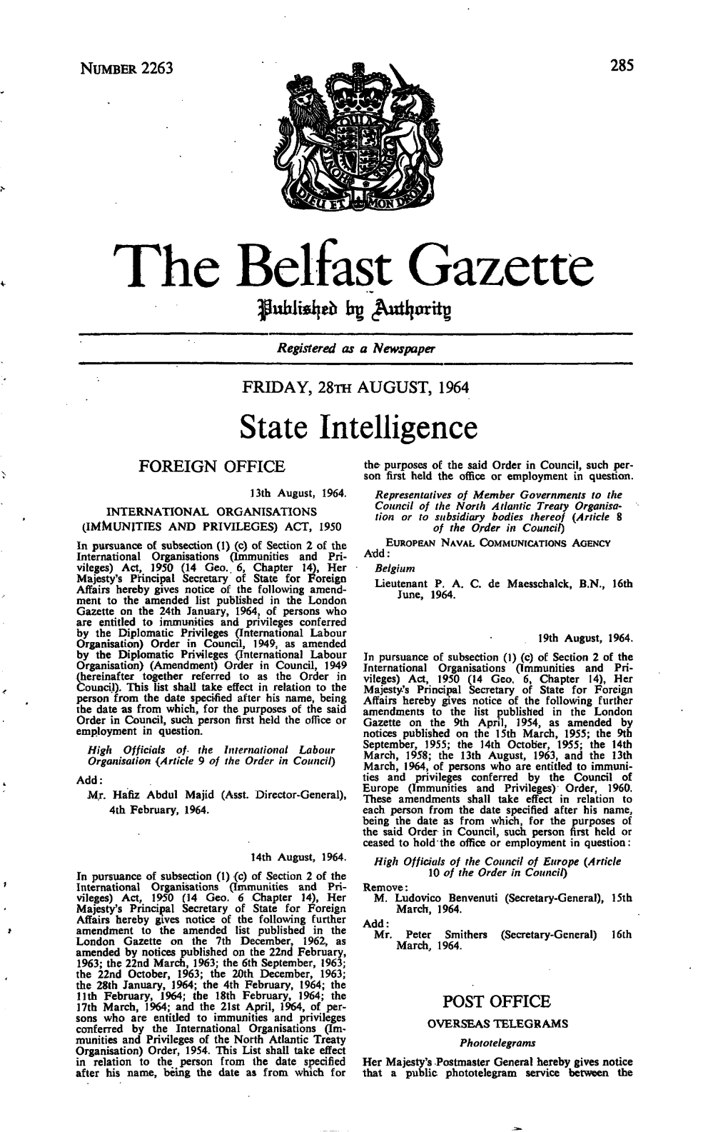 The Belfast Gazette Bg