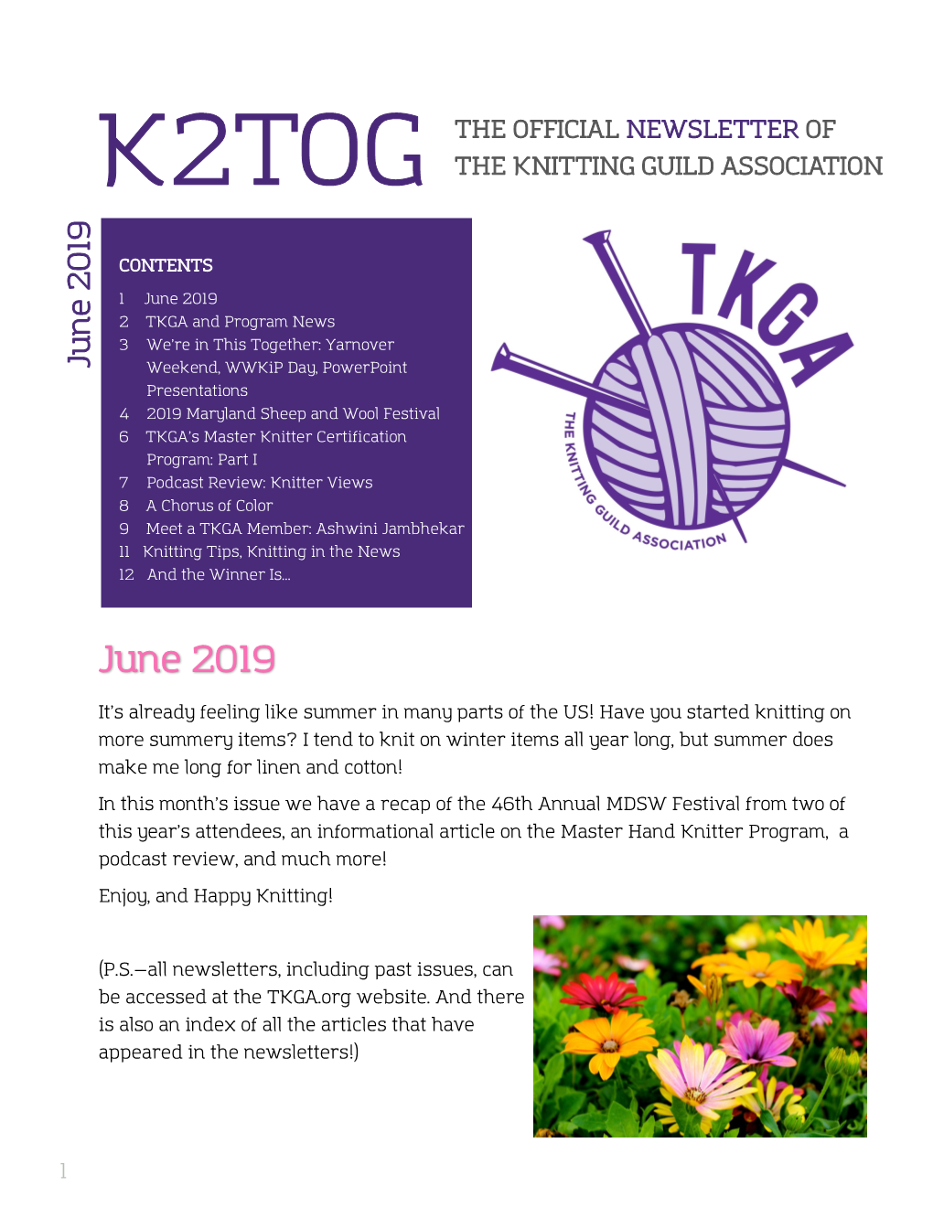 June 2019 2 TKGA and Program News 3 We’Re in This Together: Yarnover