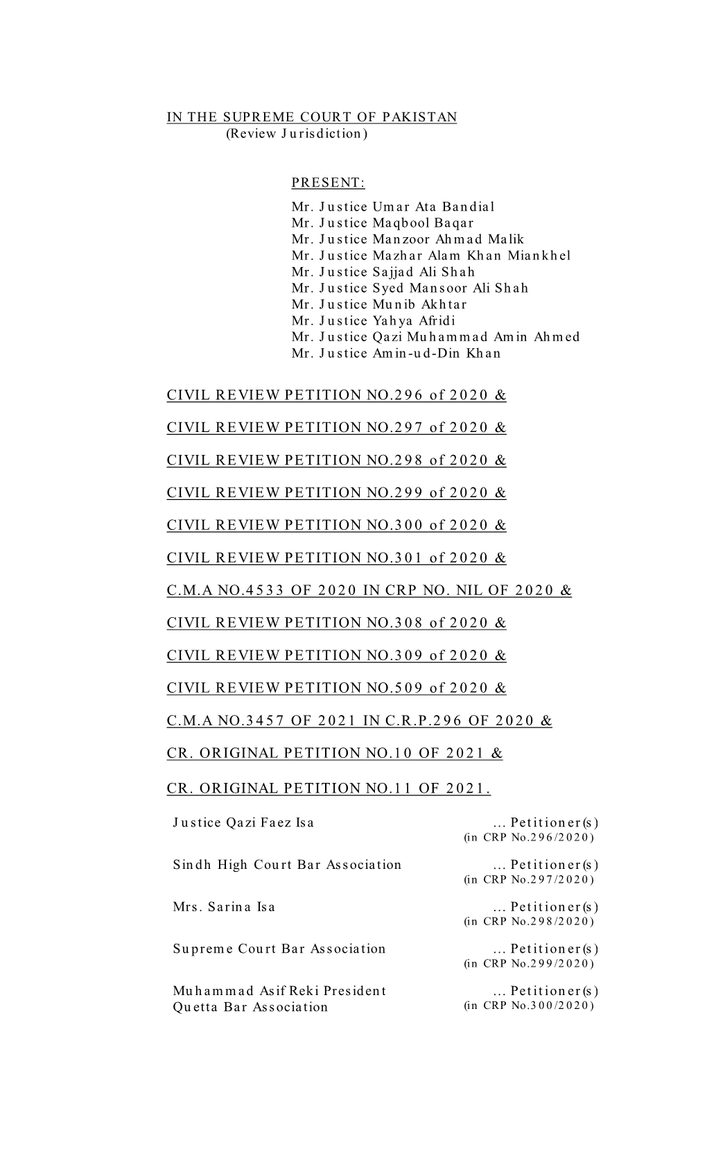 CIVIL REVIEW PETITION NO.296 of 2020 & CIVIL REVIEW PETITION NO.297 of 2020 & CIVIL REVIEW PETITION NO.298 of 2020 &