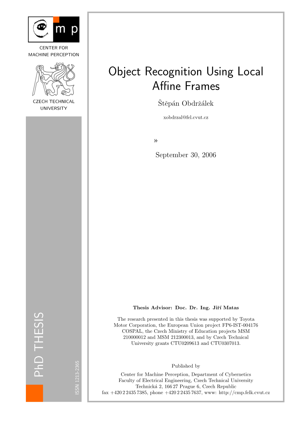 Object Recognition Using Local Affine Frames