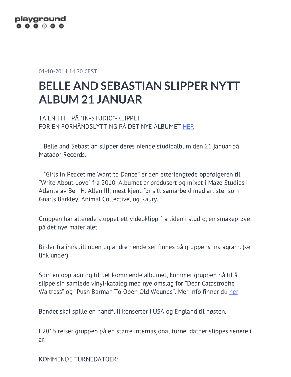 Belle and Sebastian Slipper Nytt Album 21 Januar