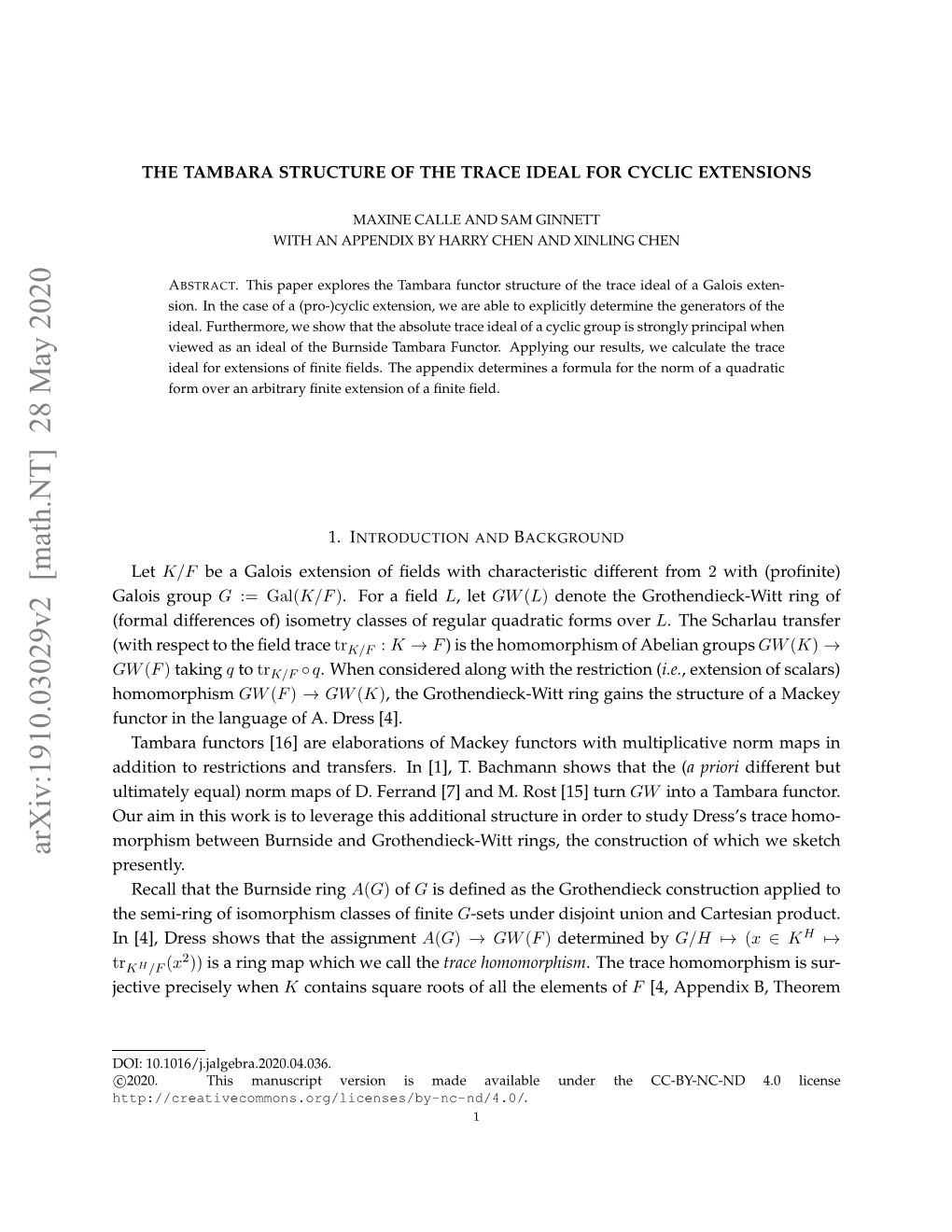 The Trace Ideal for Cyclic Extensions