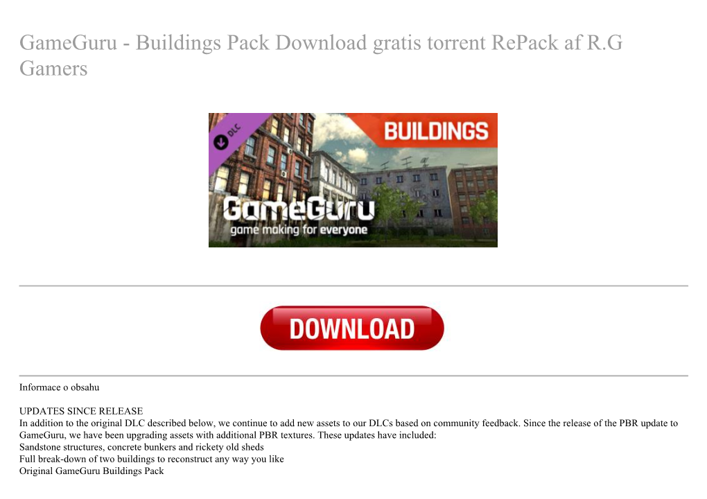 Gameguru - Buildings Pack Download Gratis Torrent Repack Af R.G Gamers