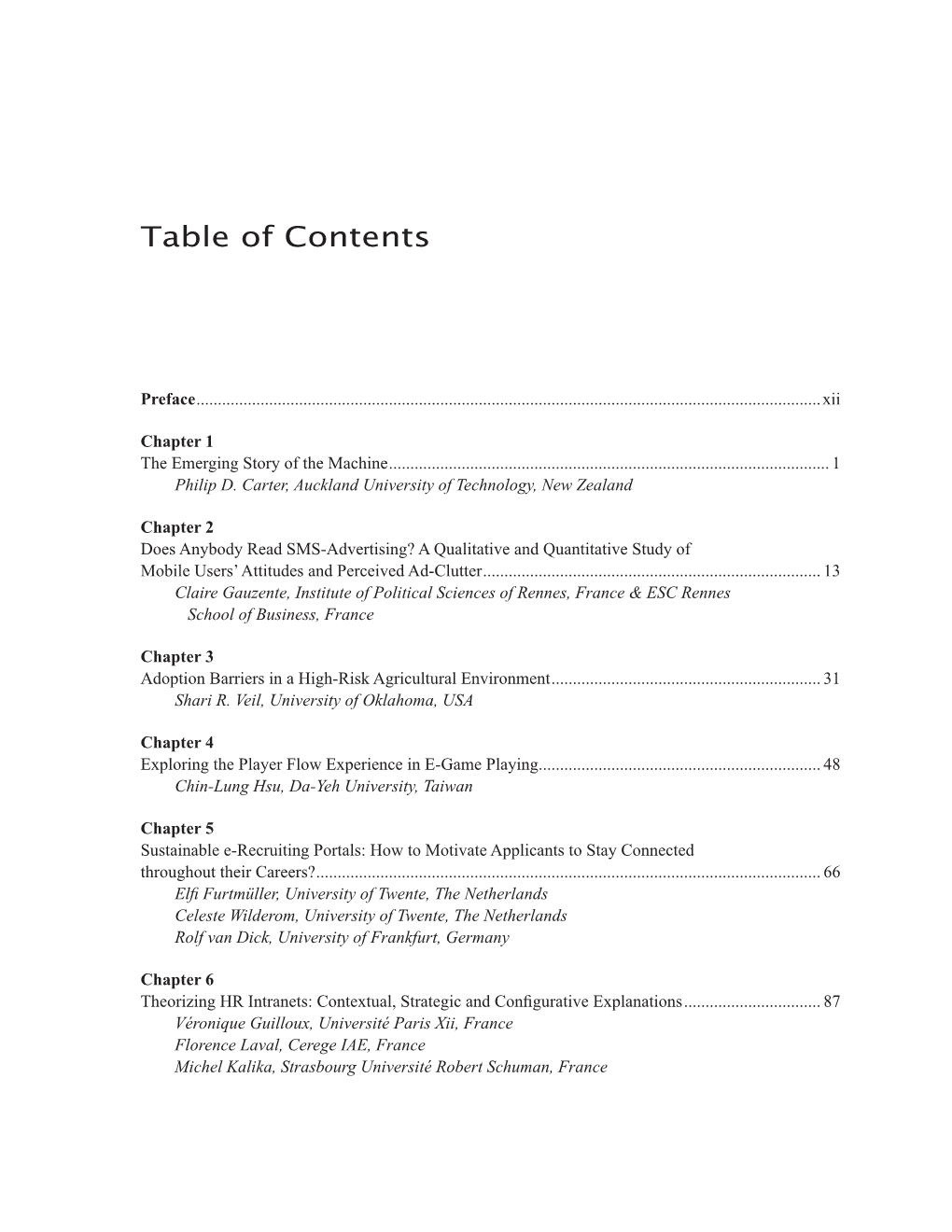 Table of Contents