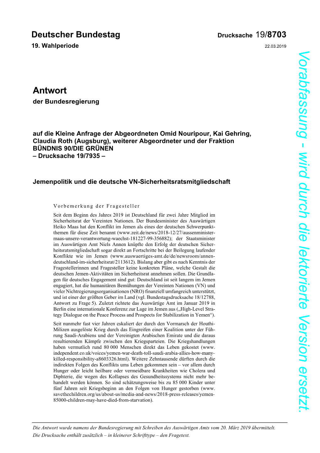 Antwort Kleine Anfrage Jemenpolitik (PDF)