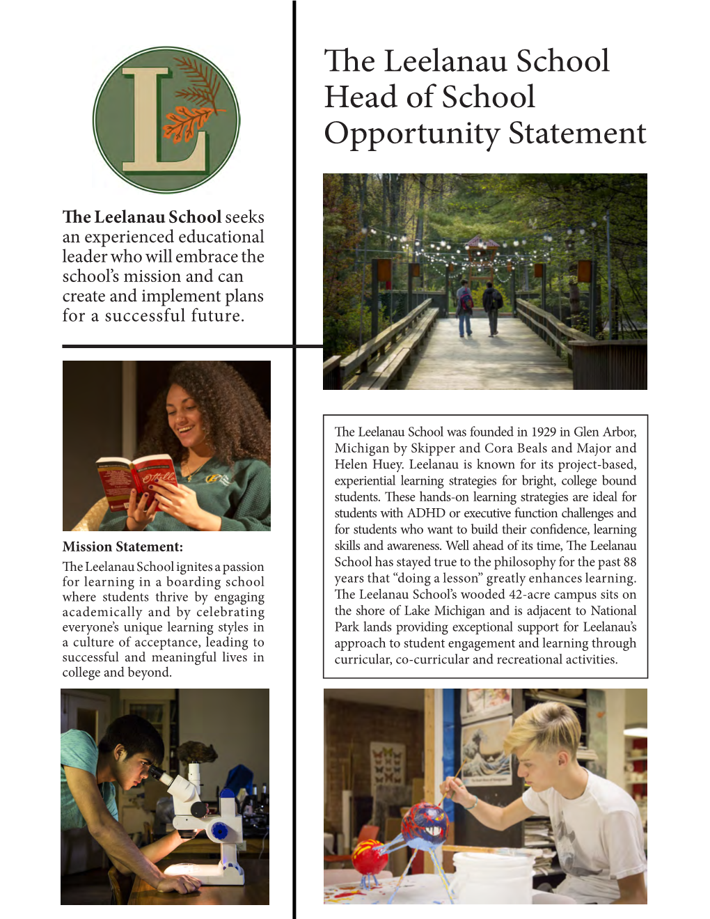 The Leelanau School Head of School Opportunity Statement