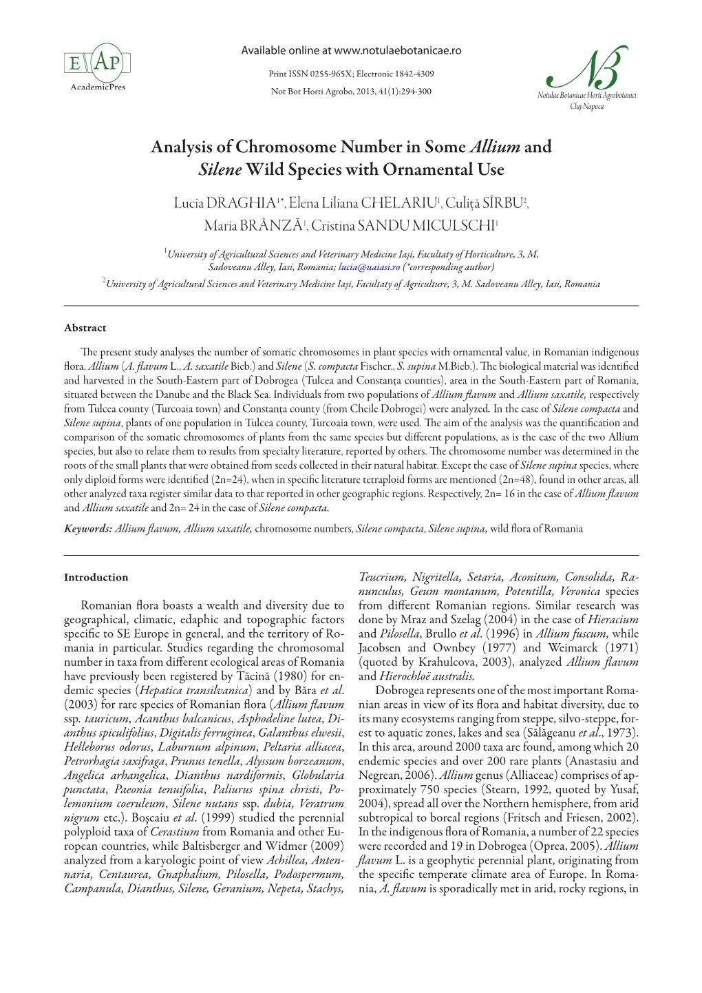 Analysis of Chromosome Number in Some Allium and Silene Wild