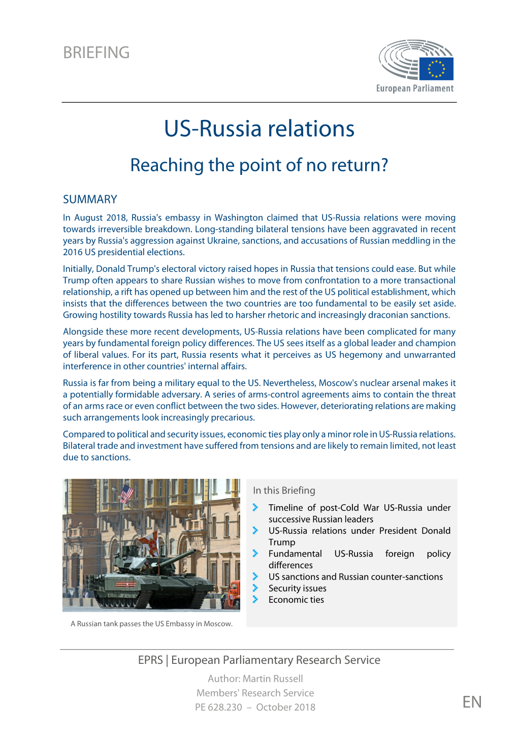 US-Russia Relations Reaching the Point of No Return?
