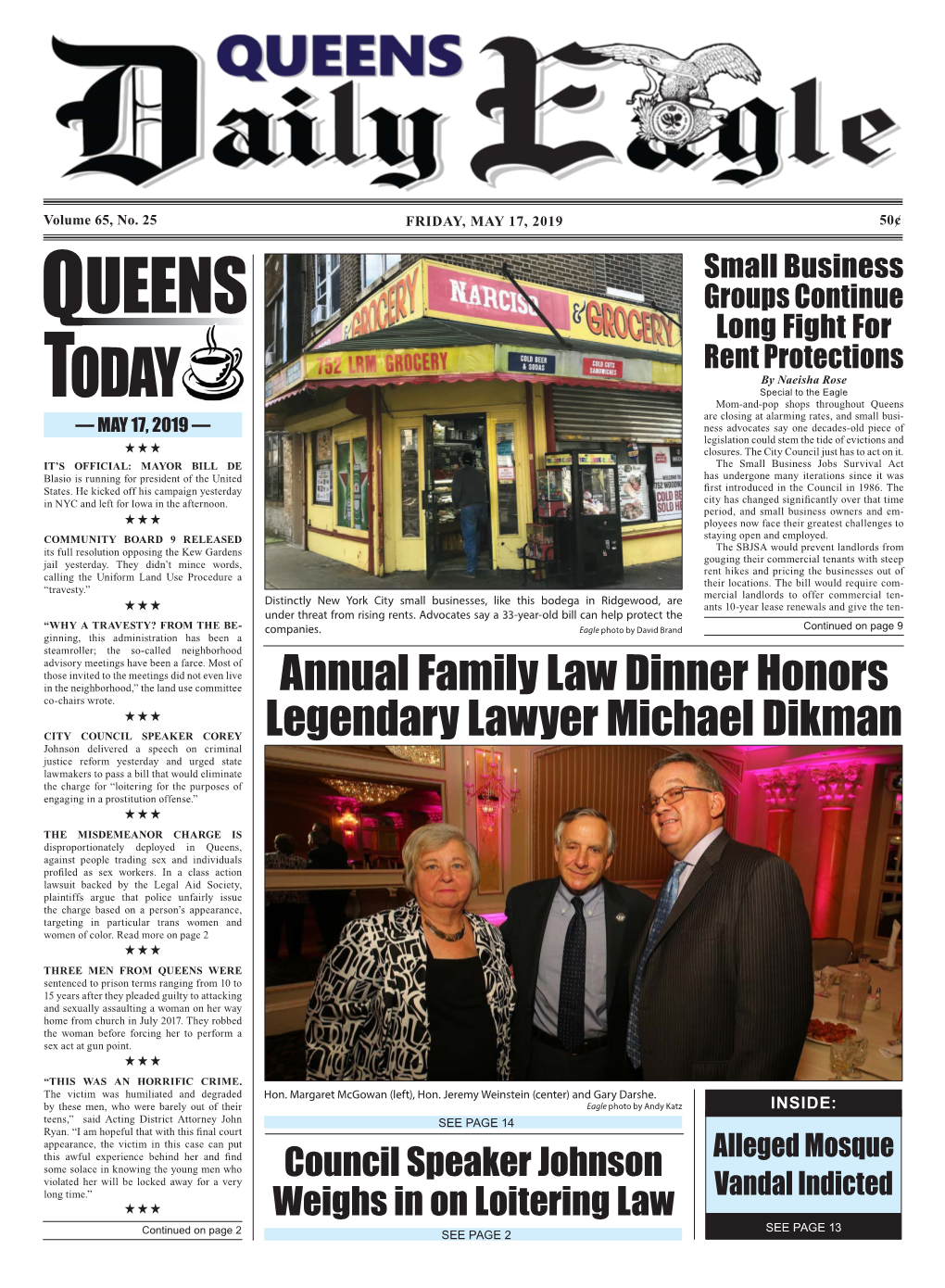 Annual Family Law Dinner Honors Legendary Lawyer Michael Dikman by Andy Katz Yoast, Who Is Originally from Fore Proposing That the Fam- Queens Daily Eagle Sacramento