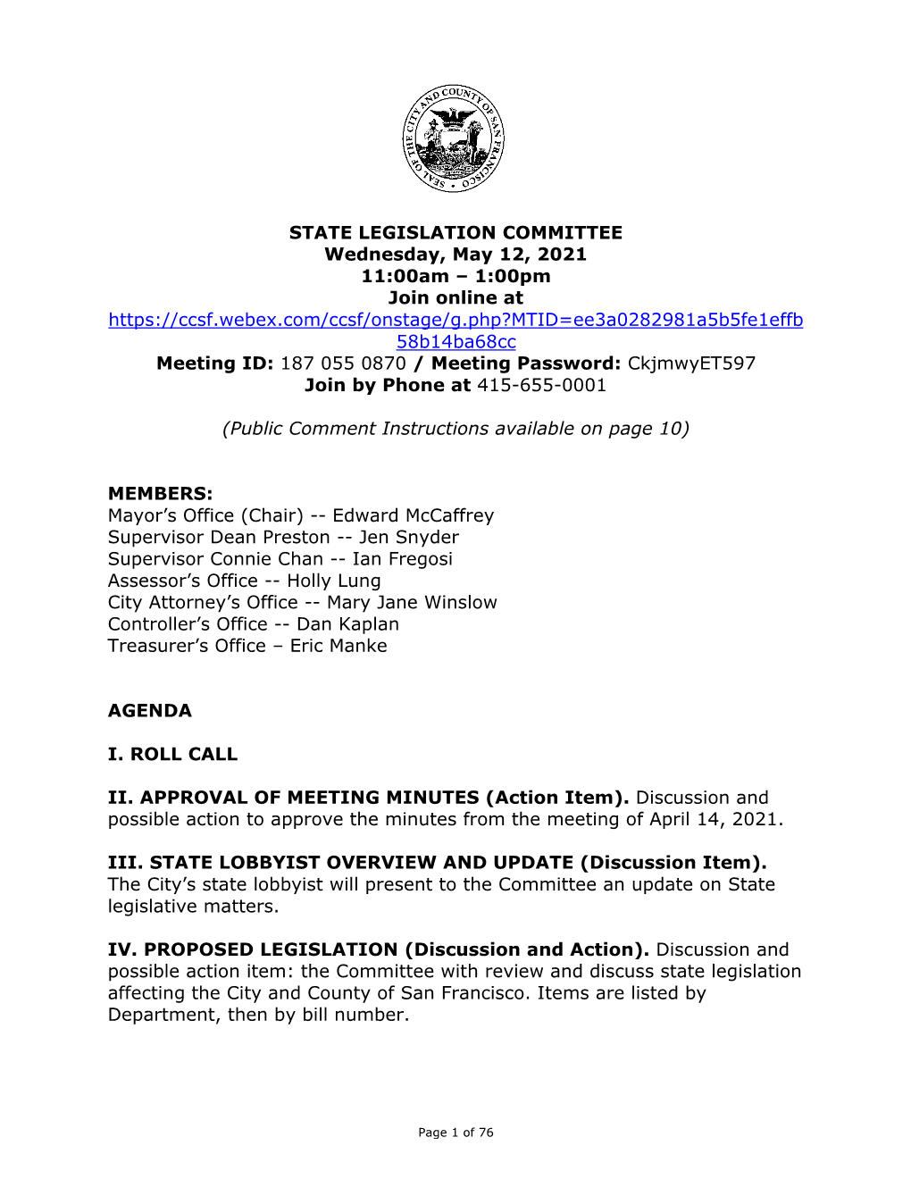 Supporting Documents for the May 12, 2021 Meeting