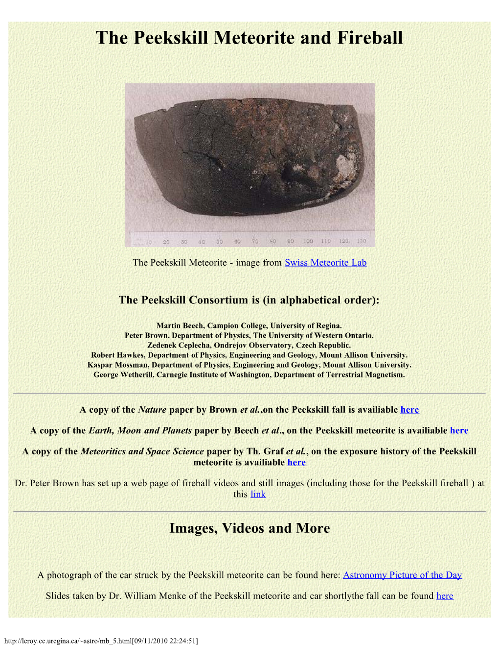 The Peekskill Meteorite and Fireball