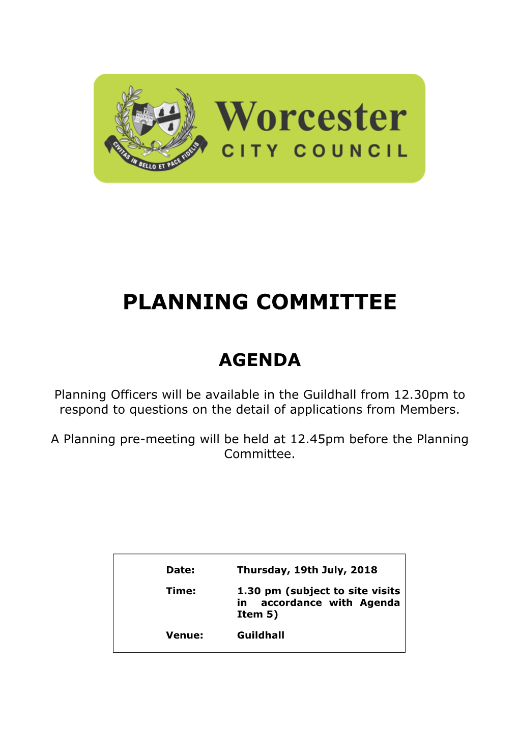 (Public Pack)Agenda Document for Planning Committee, 19/07/2018
