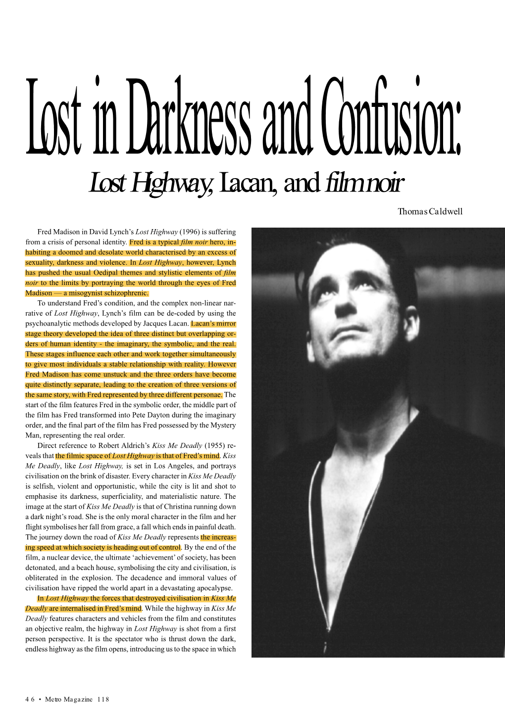 Lost Highway, Lacan, and Film Noir Thomas Caldwell