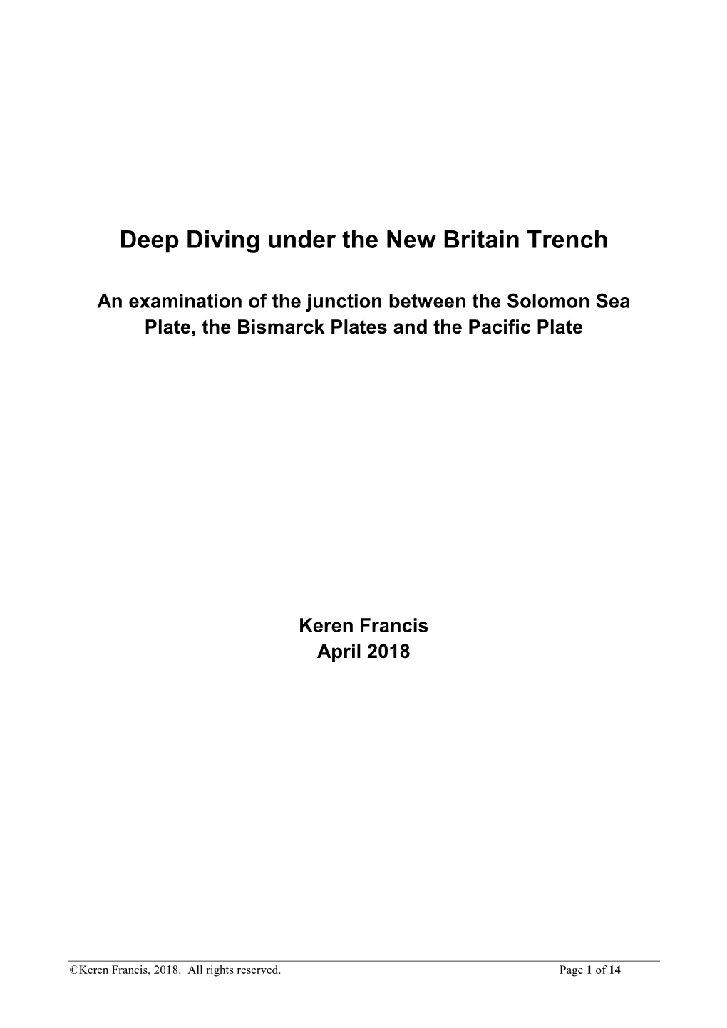 Deep Diving Under the New Britain Trench