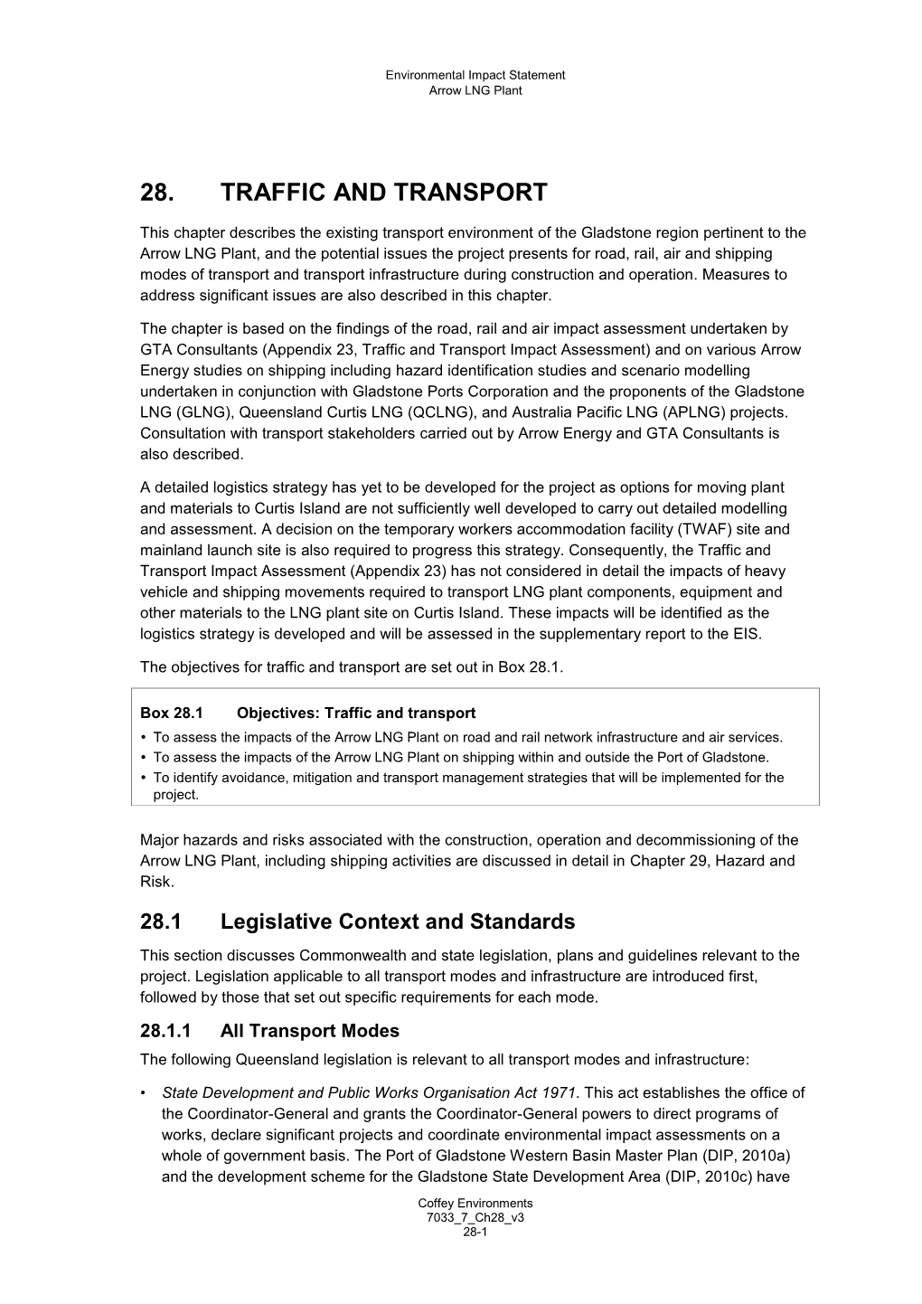 EIS 28 Traffic and Transport