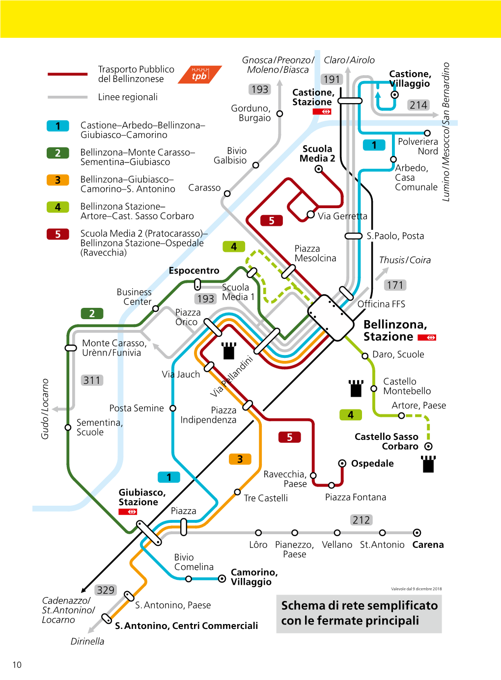 Bellinzona, Stazione Schema Di Rete Semplificato Con Le Fermate Principali