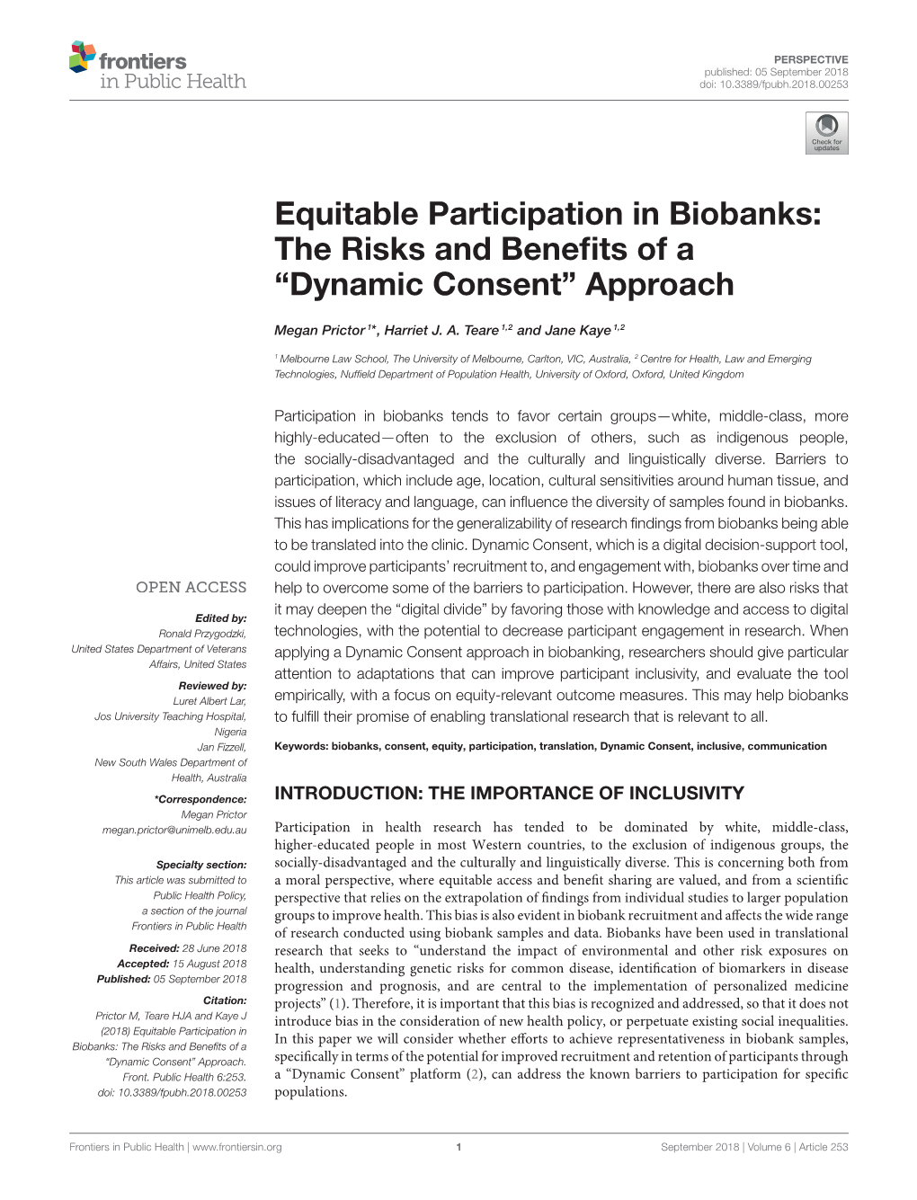 Dynamic Consent'' Approach