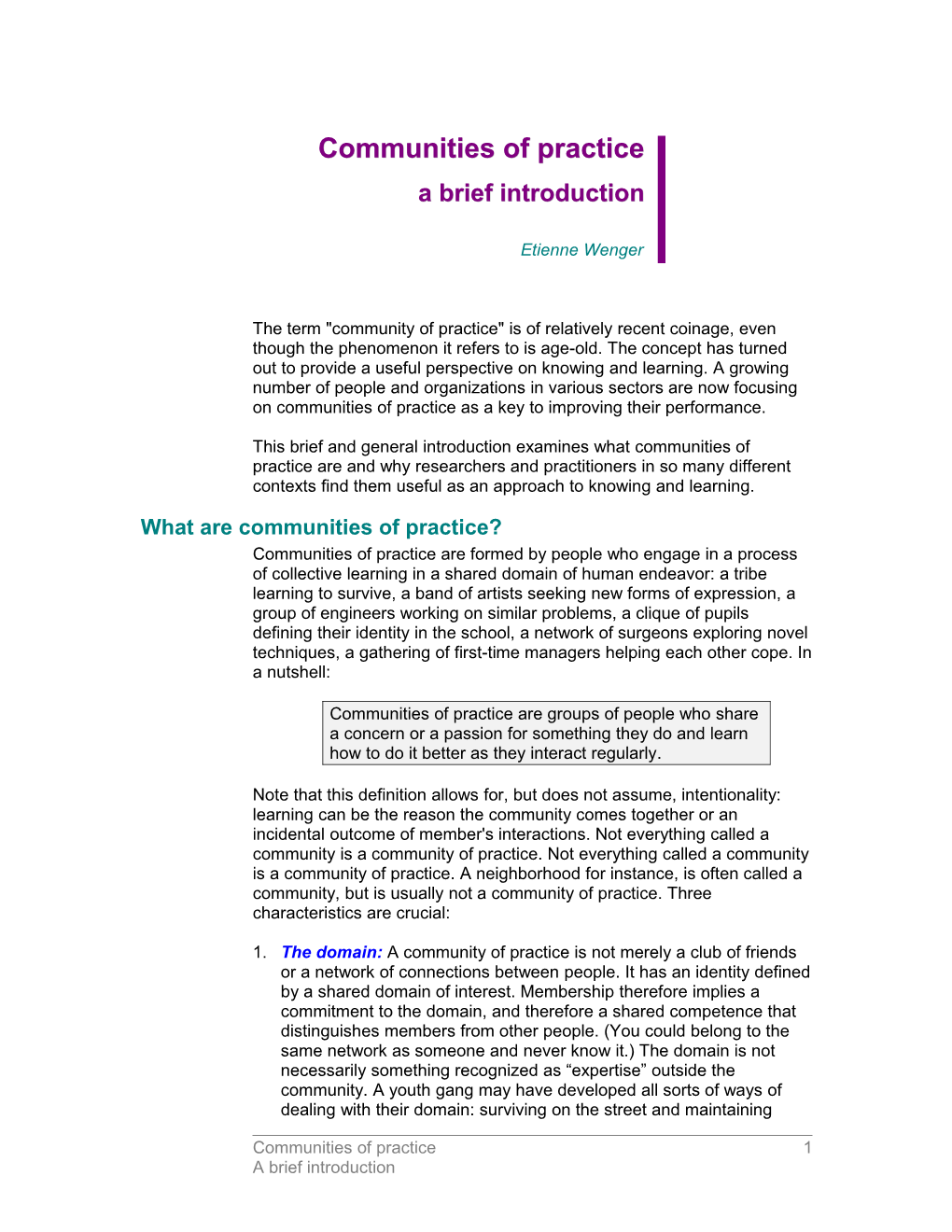 Communities of Practice