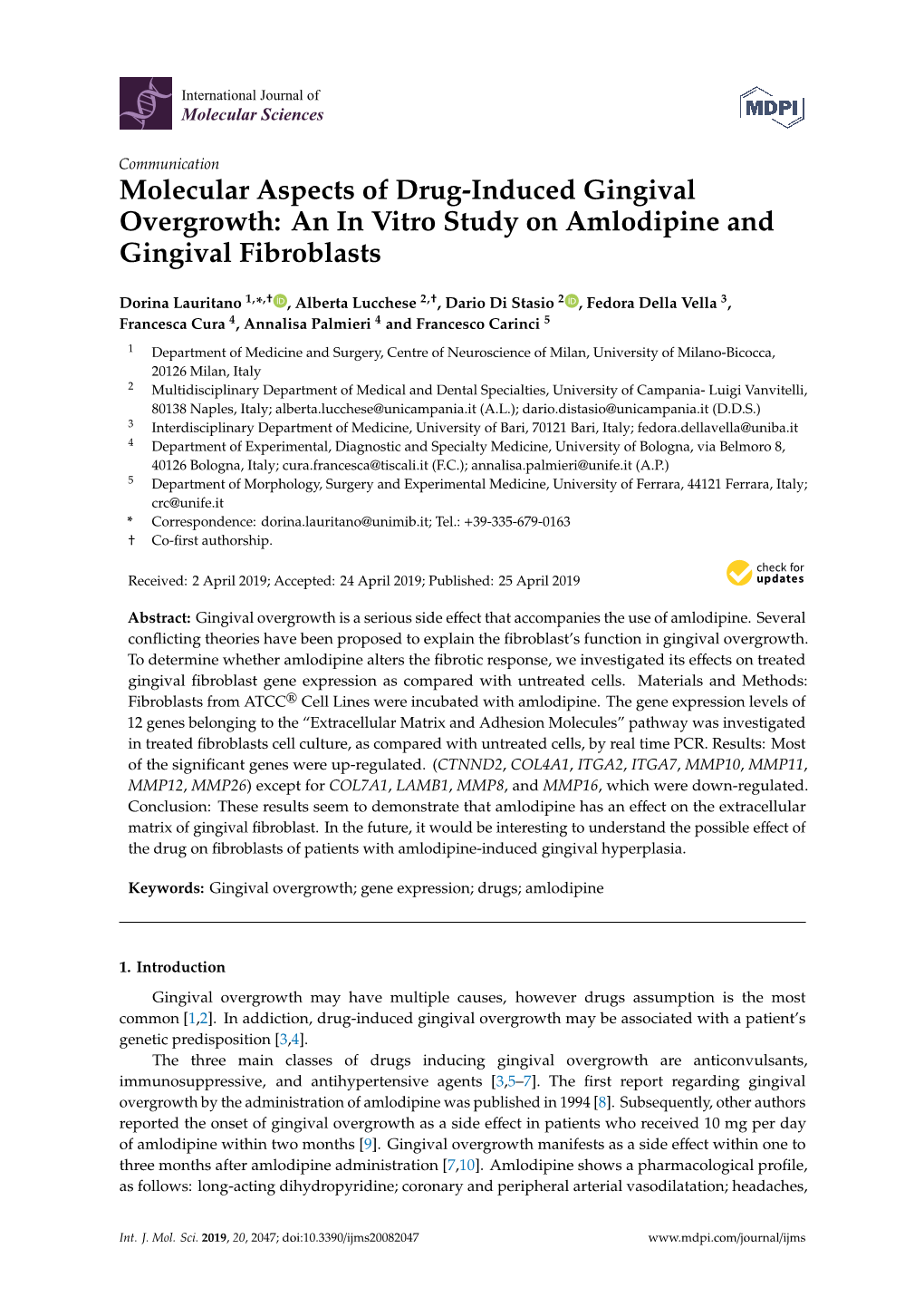 An in Vitro Study on Amlodipine and Gingival Fibroblasts