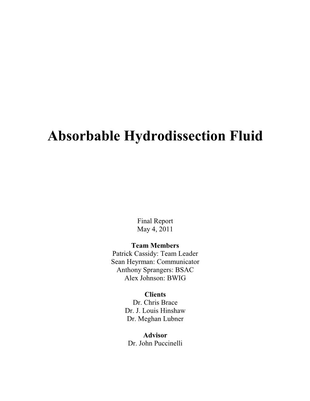 Absorbable Hydrodissection Fluid