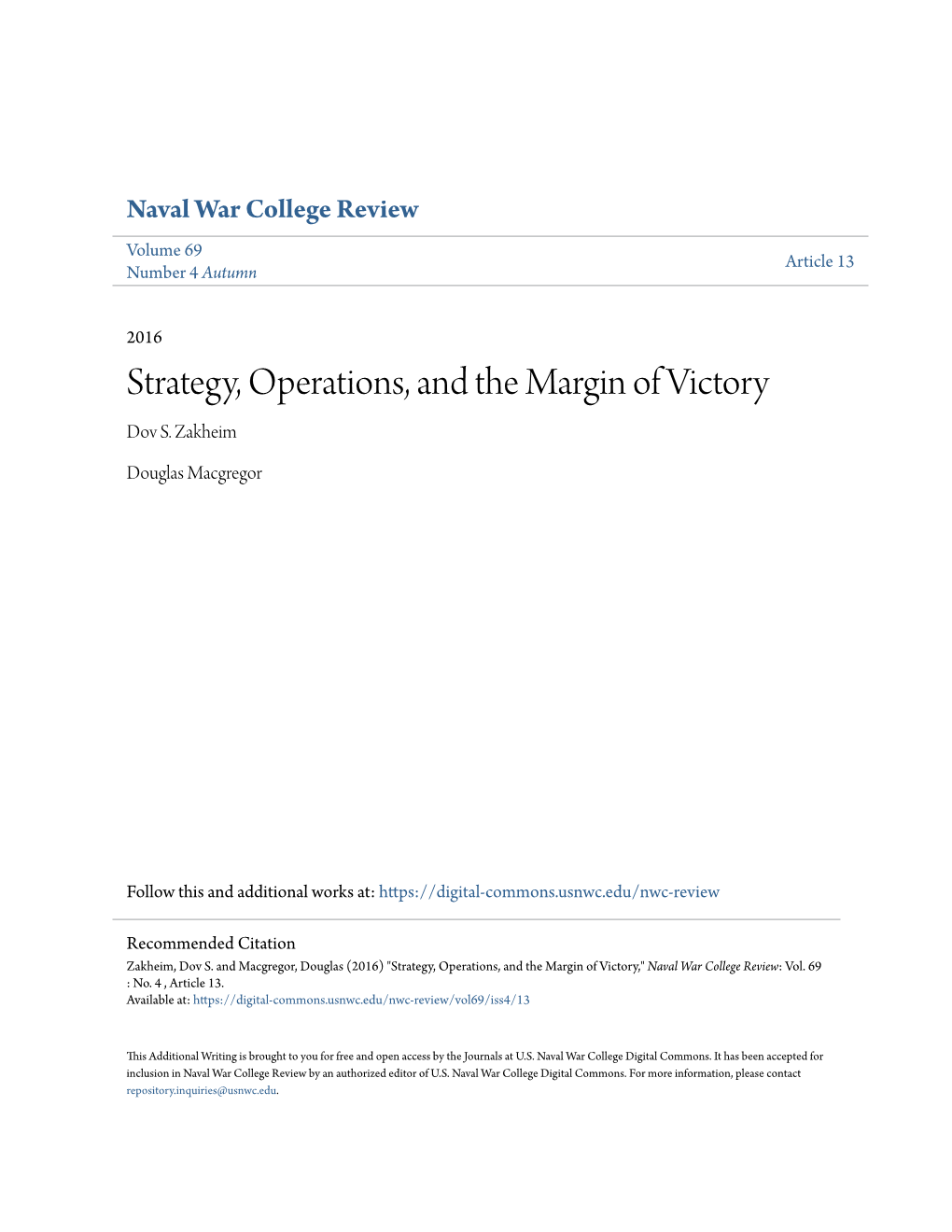 Strategy, Operations, and the Margin of Victory Dov S