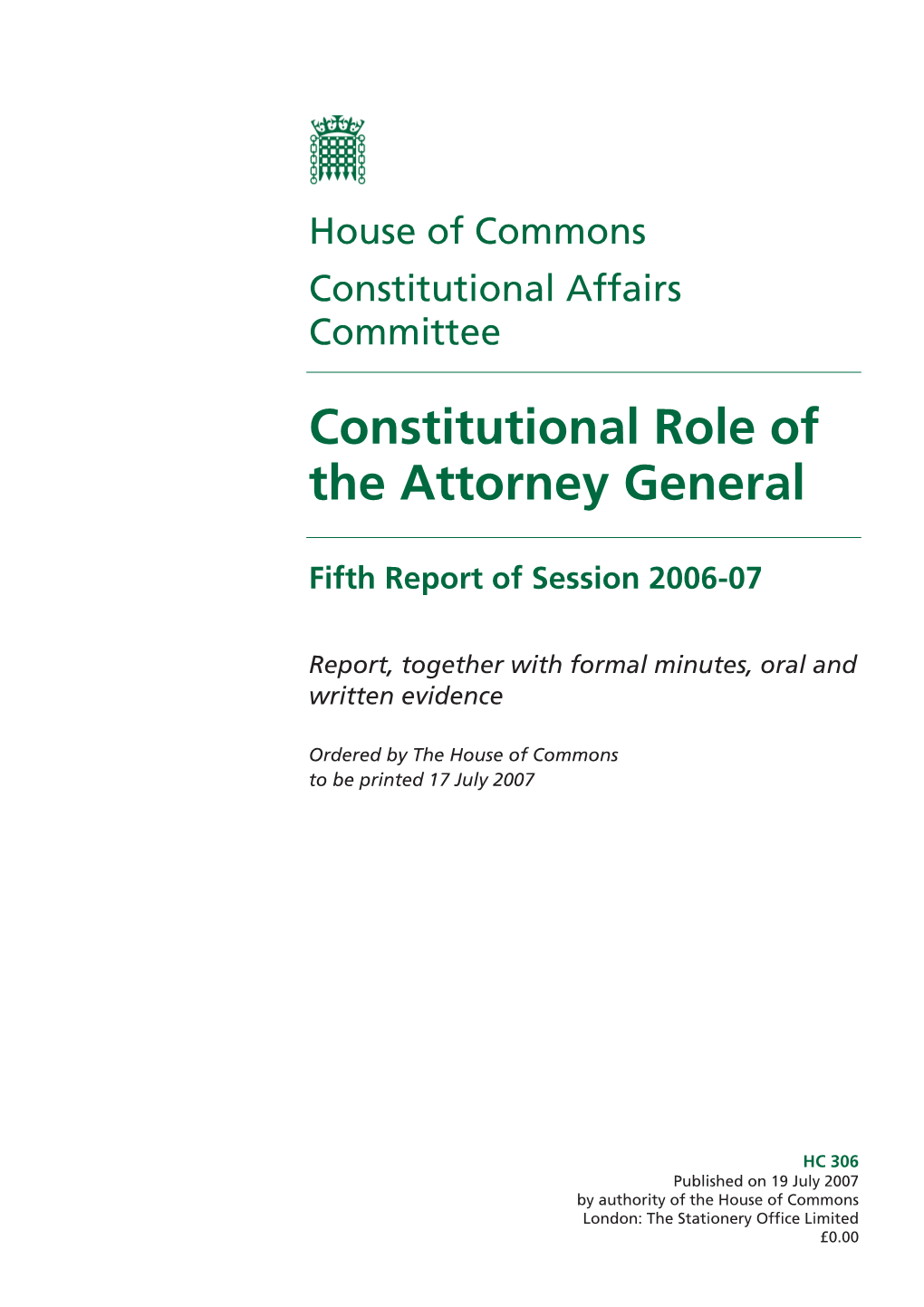 Constitutional Role of the Attorney General