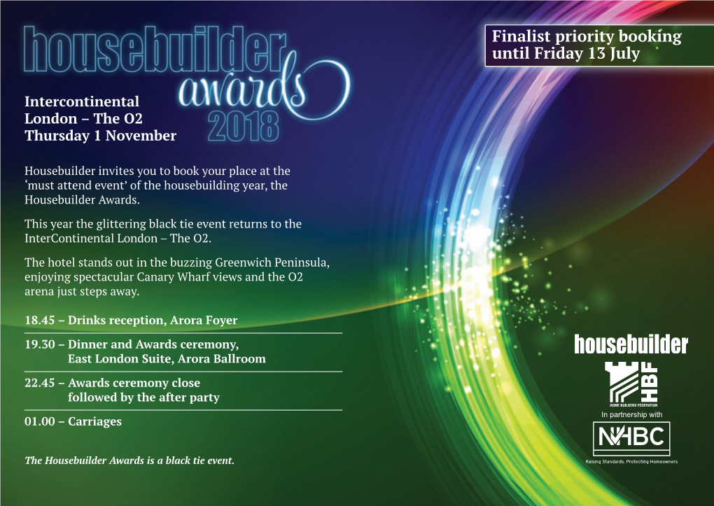 Finalist Priority Booking Until Friday 13 July